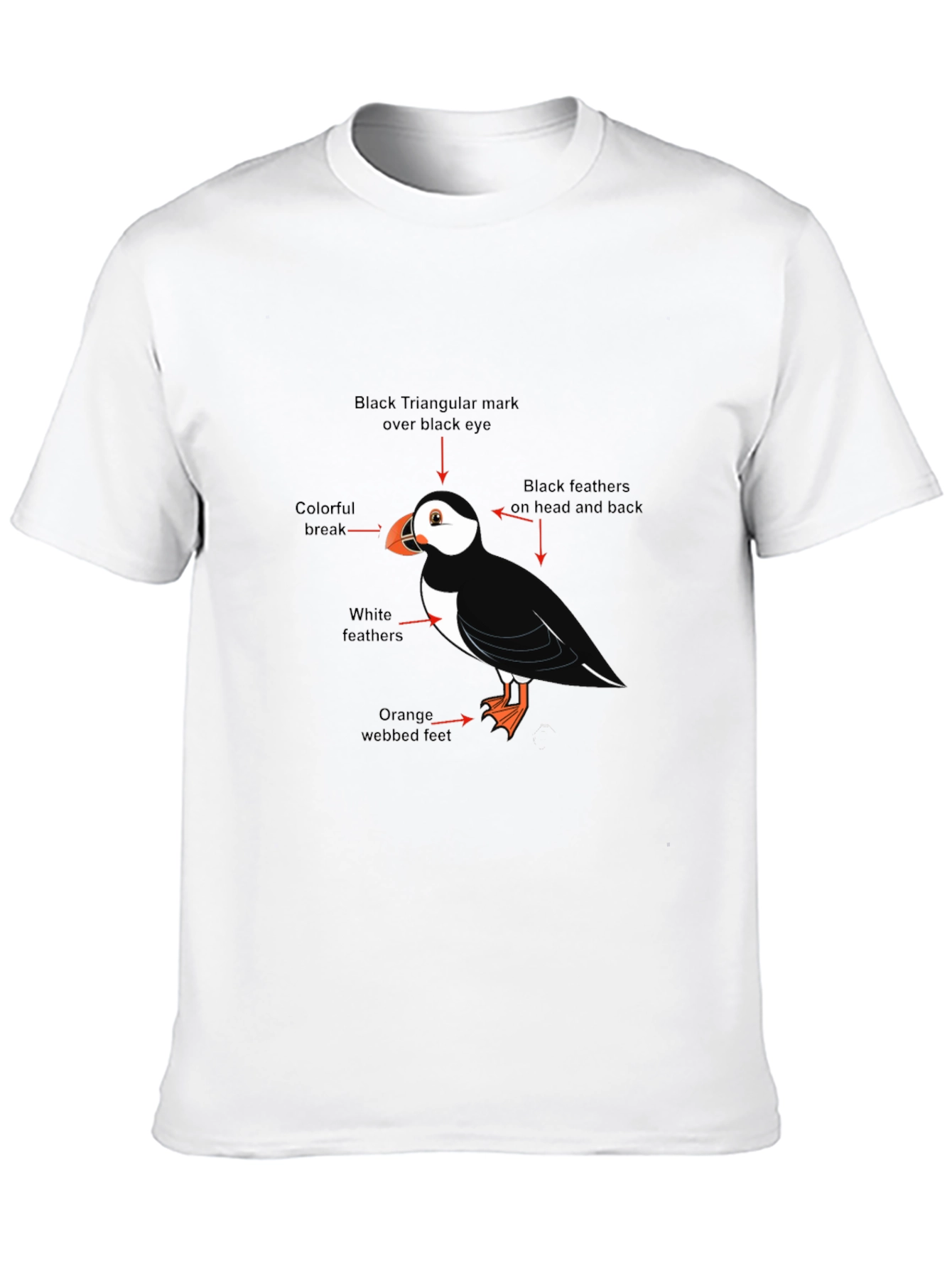 Black Puffin Bird Graphic Tee - Black Cotton Blend T-Shirt view 10