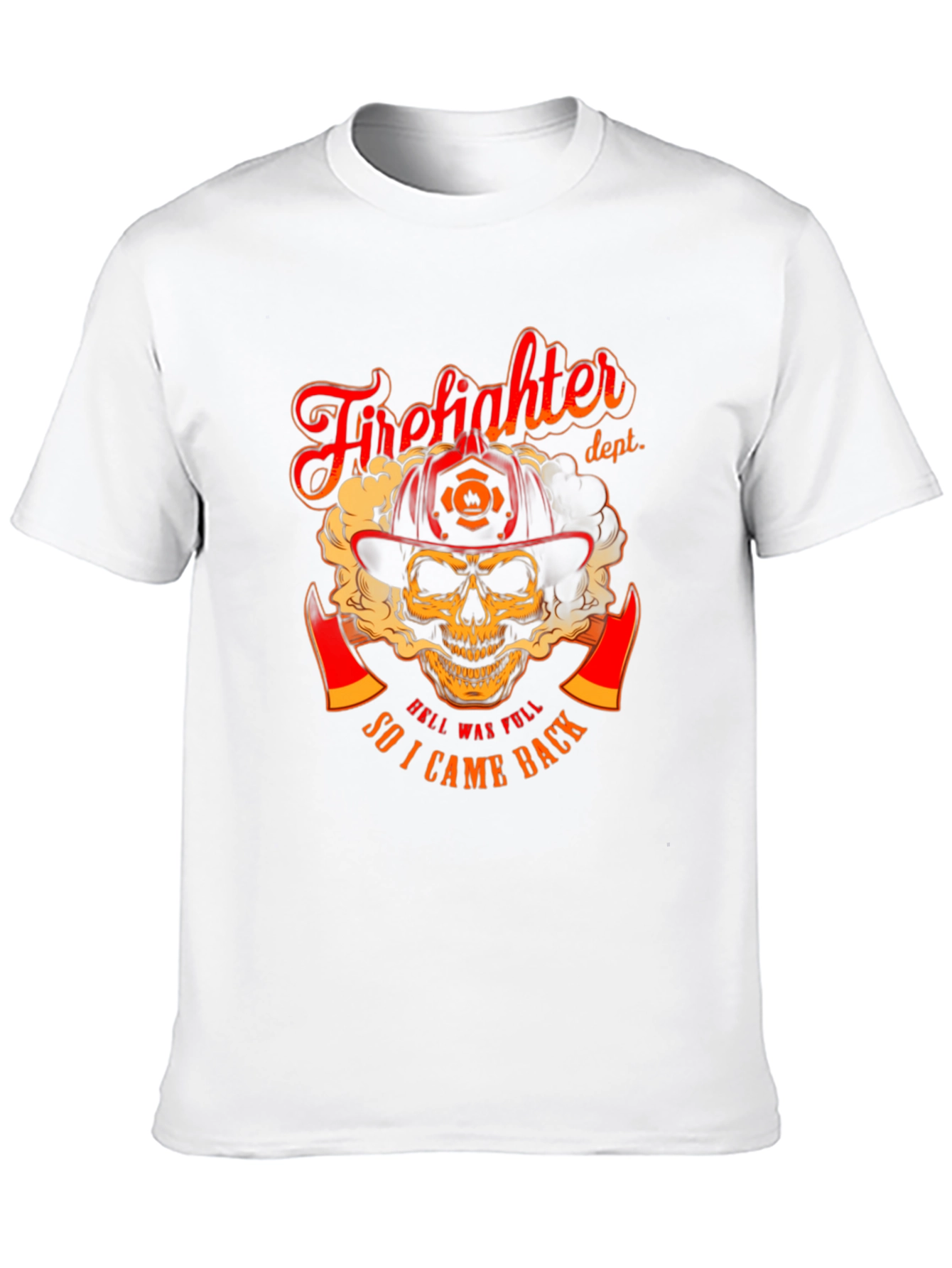 Black Firefighter Skull Graphic T-Shirt - "Hell Was Full" Design view 10