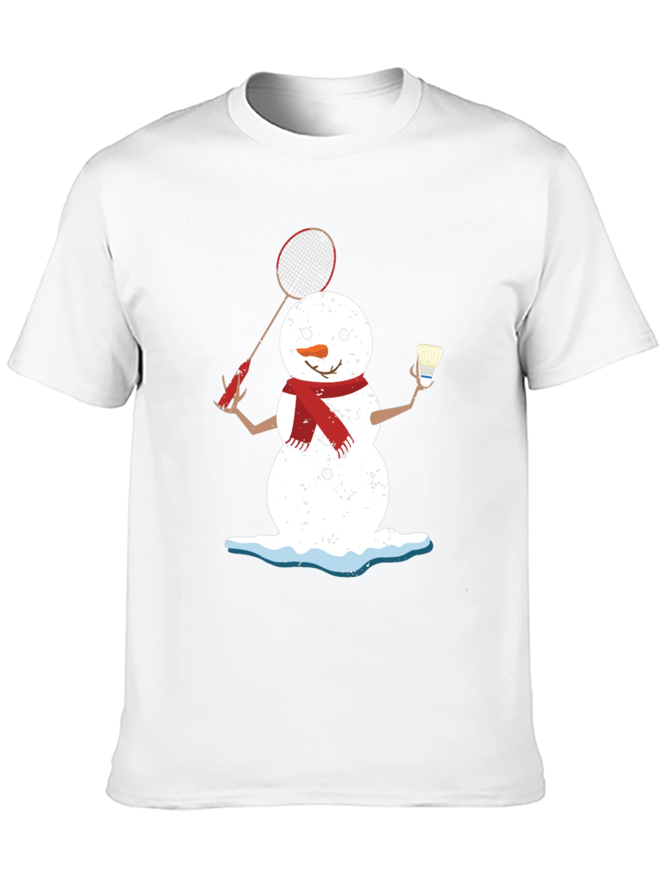 Black Snowman Badminton Player Graphic Tee view 10