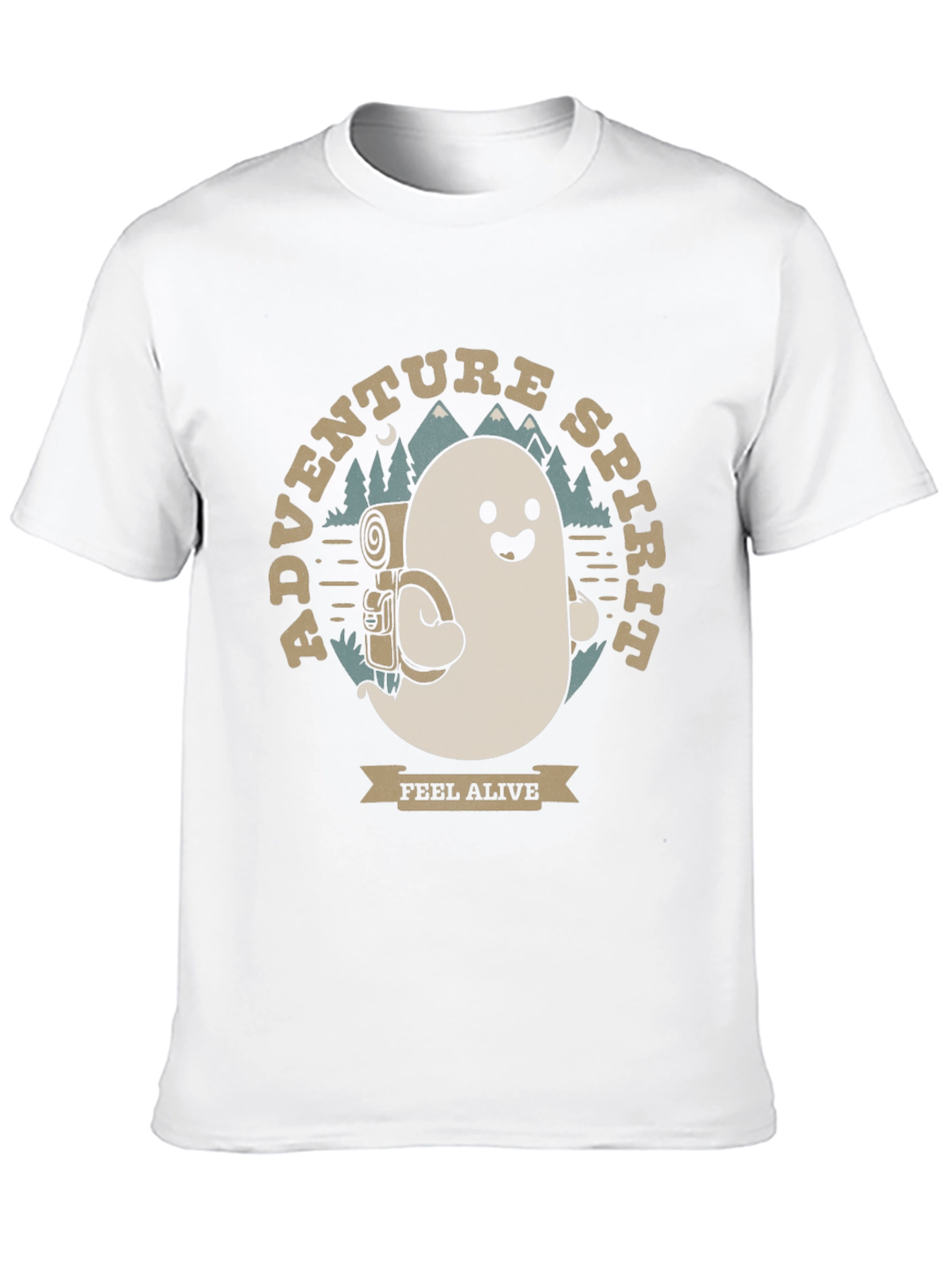 Black Adventure Spirit T-Shirt: Ghost with Backpack view 10