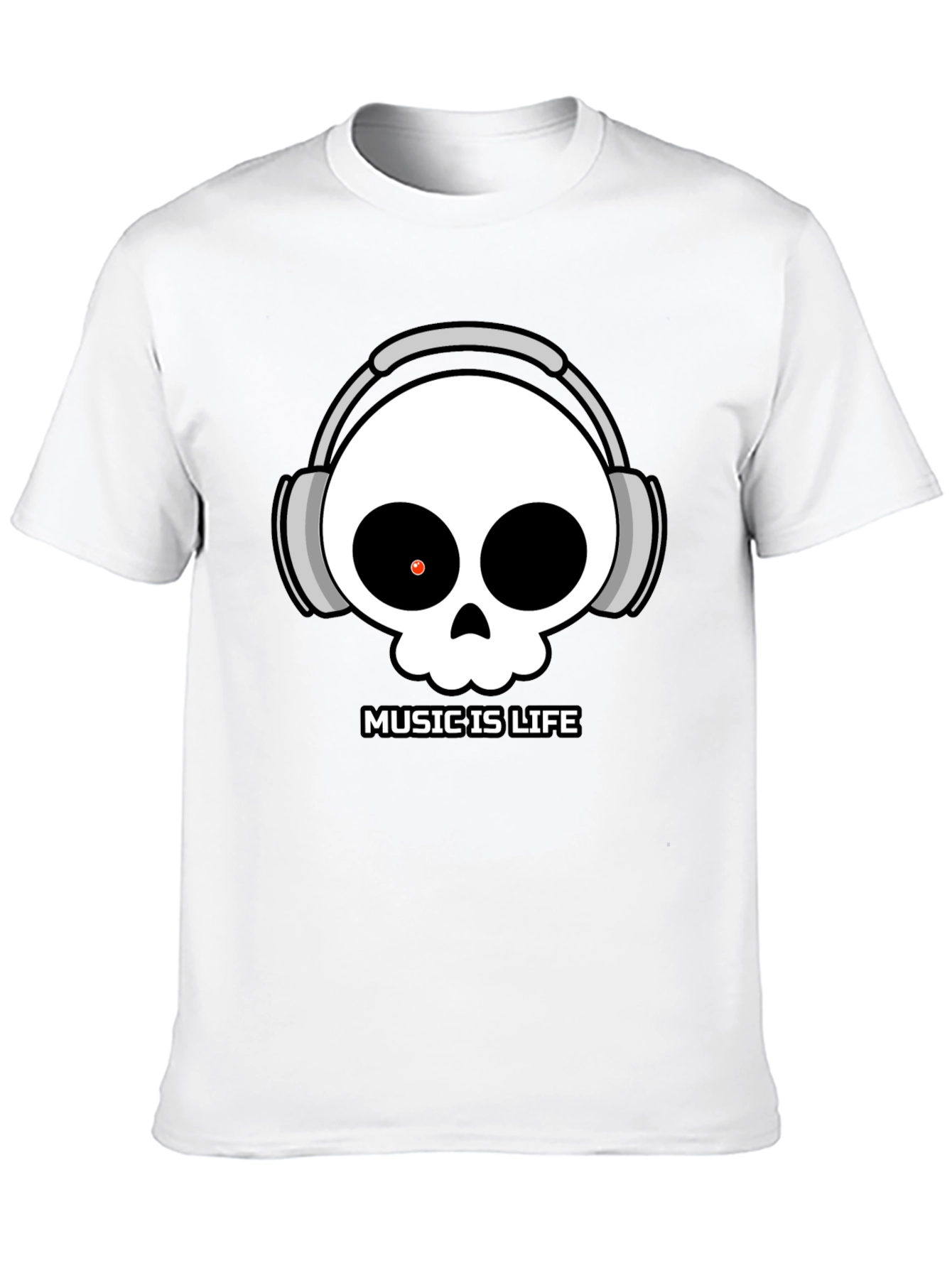 Black Music Is Life Skull T-Shirt - Black Cotton Tee view 10