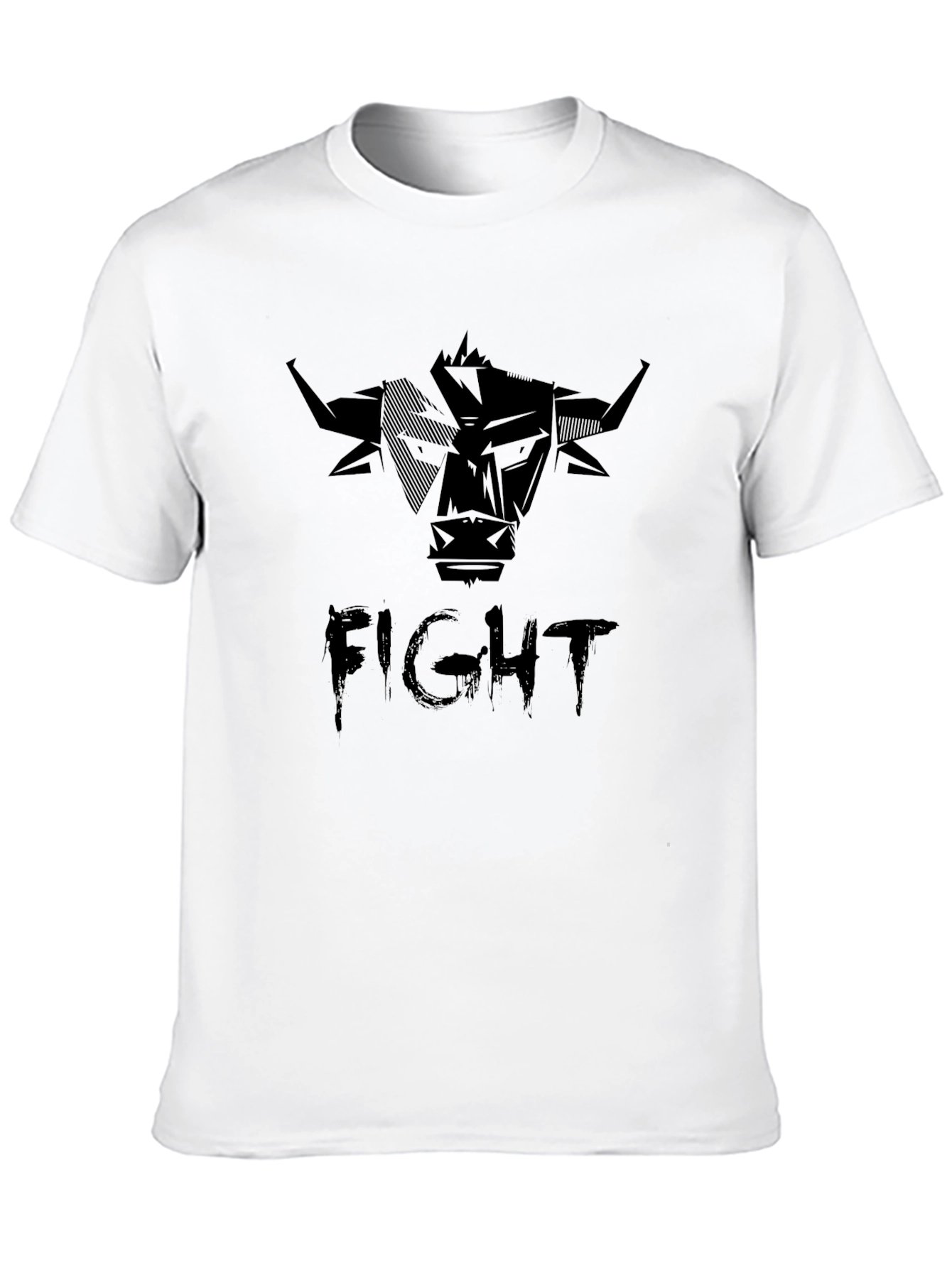 Men's Black Fight Bull Graphic Tee - 10