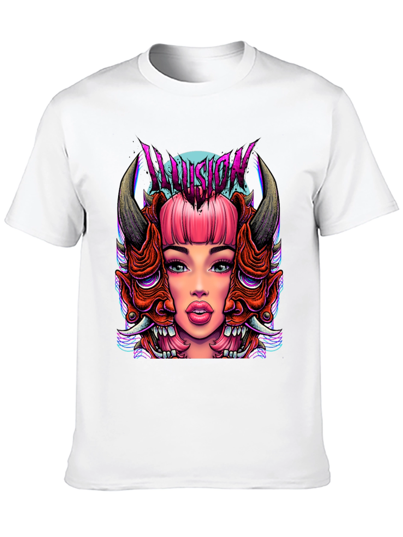 Black Illusion Graphic Tee - Edgy Demon Girl Design view 10
