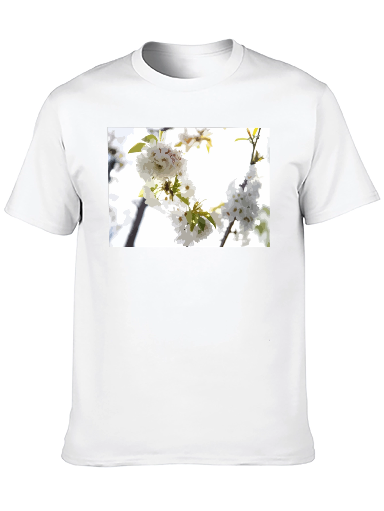 Black White Flower T-Shirt - Black Cotton Blossom Tee view 10