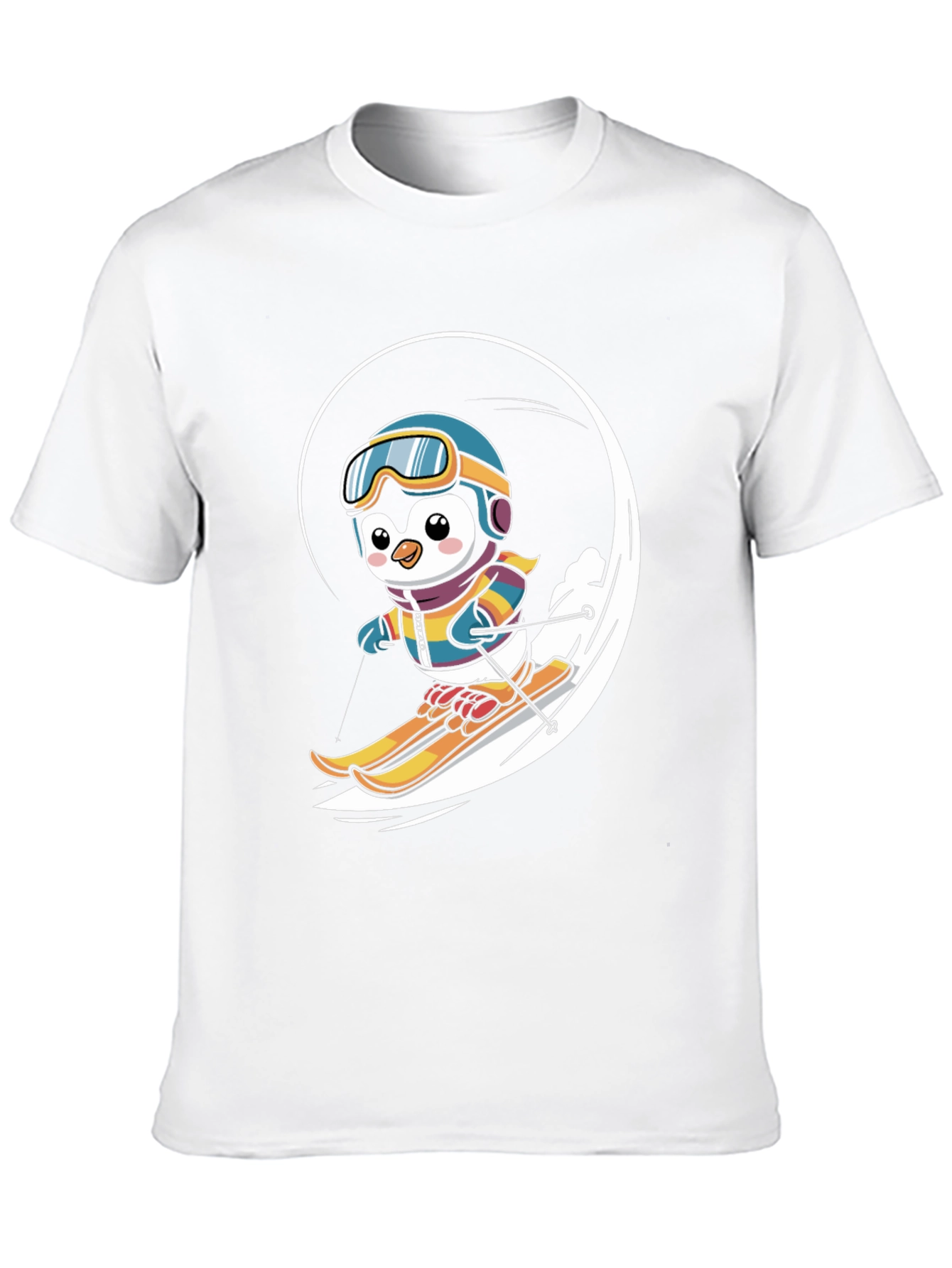Black Penguin Skiing Graphic Tee - Winter Fun T-Shirt view 10