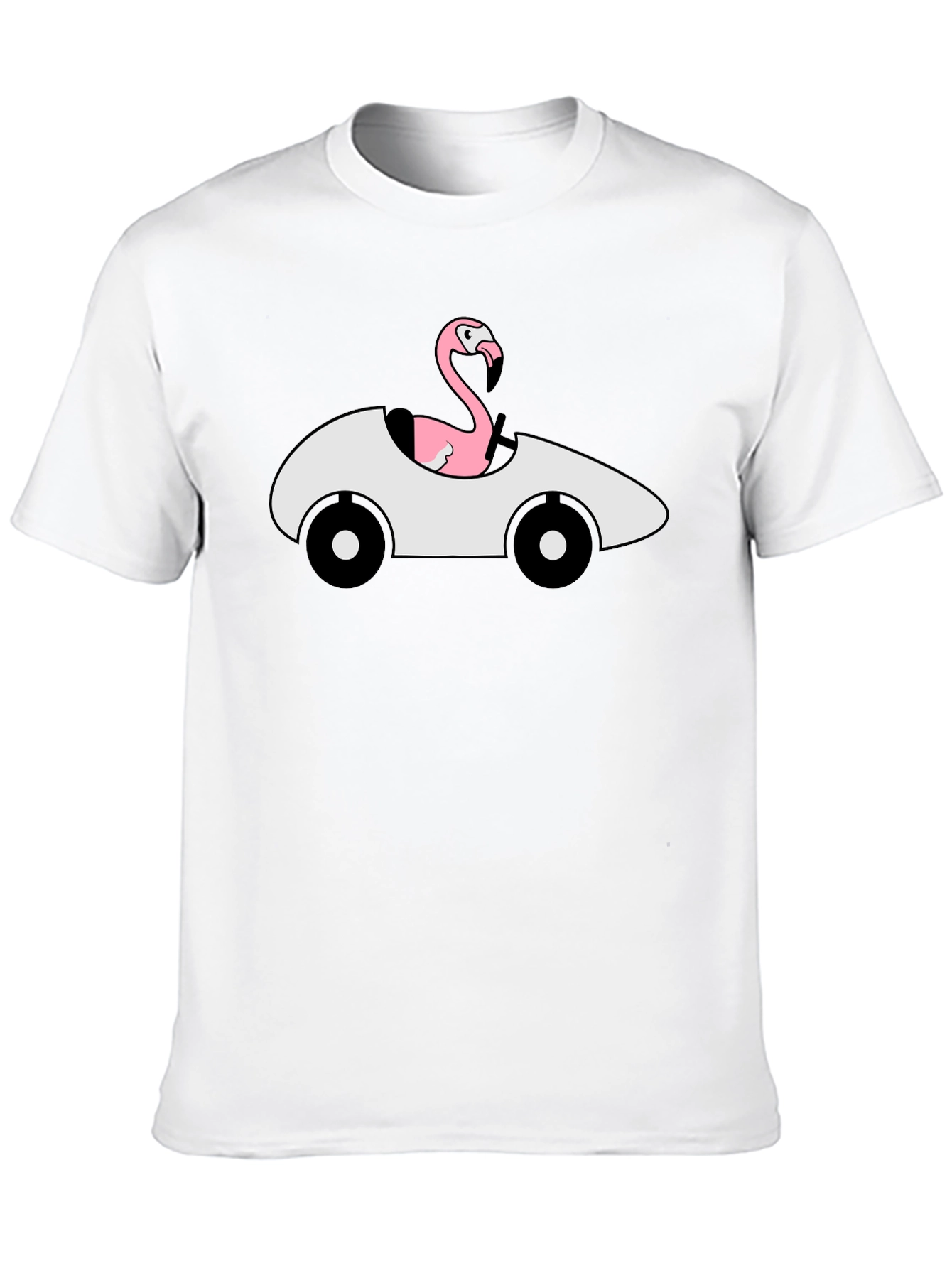 Black Flamingo Driving Car Graphic T-Shirt view 10