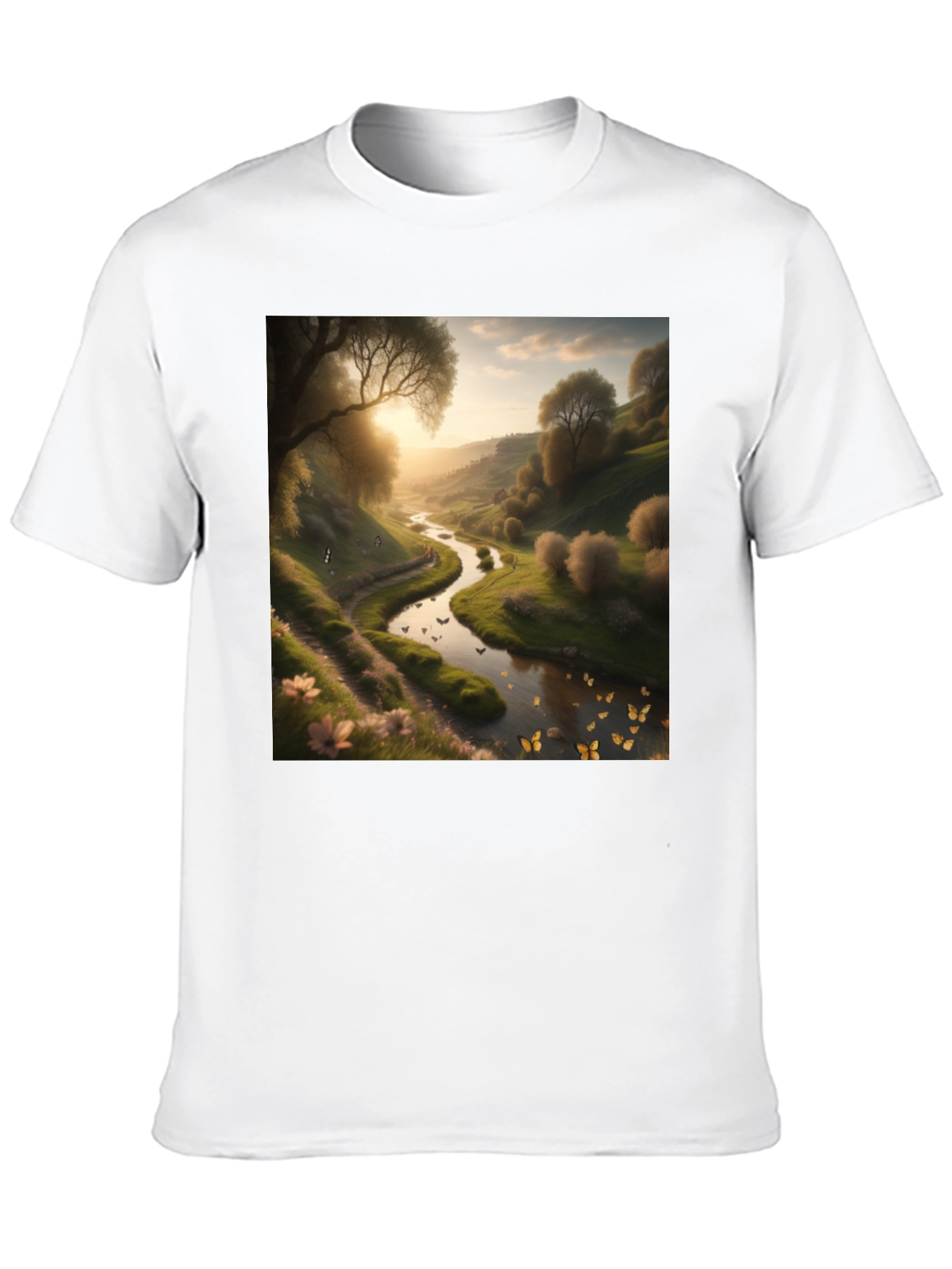 Black Nature River Graphic Tee - Men's Black T-Shirt view 10