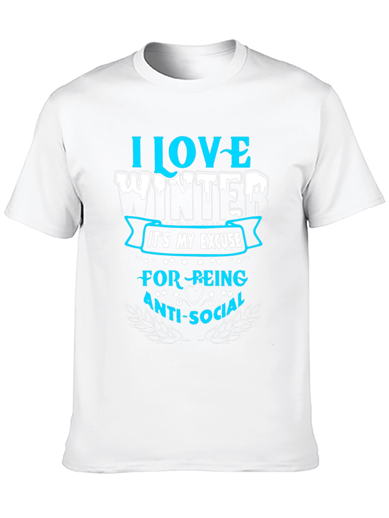 Black I Love Winter Anti-Social T-Shirt view 10