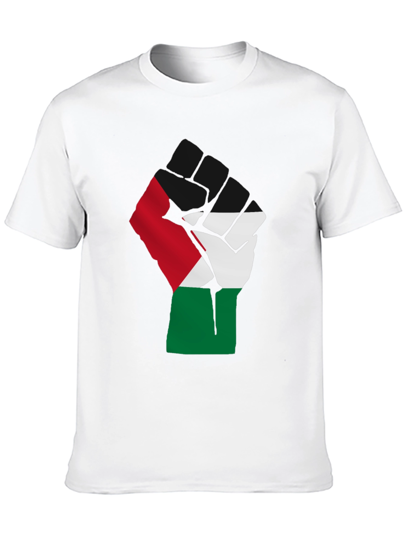 Black Palestine Flag Raised Fist T-Shirt - Black view 10