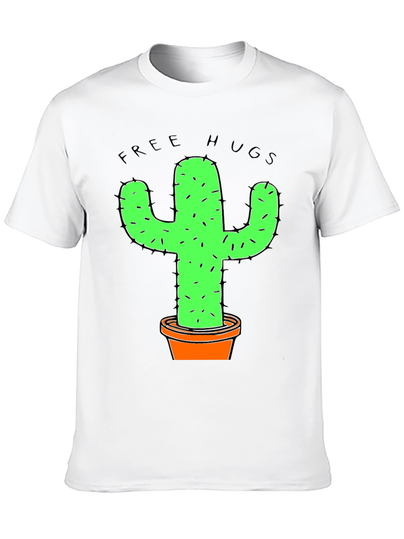 Black Funny Free Hugs Cactus Graphic T-Shirt view 10