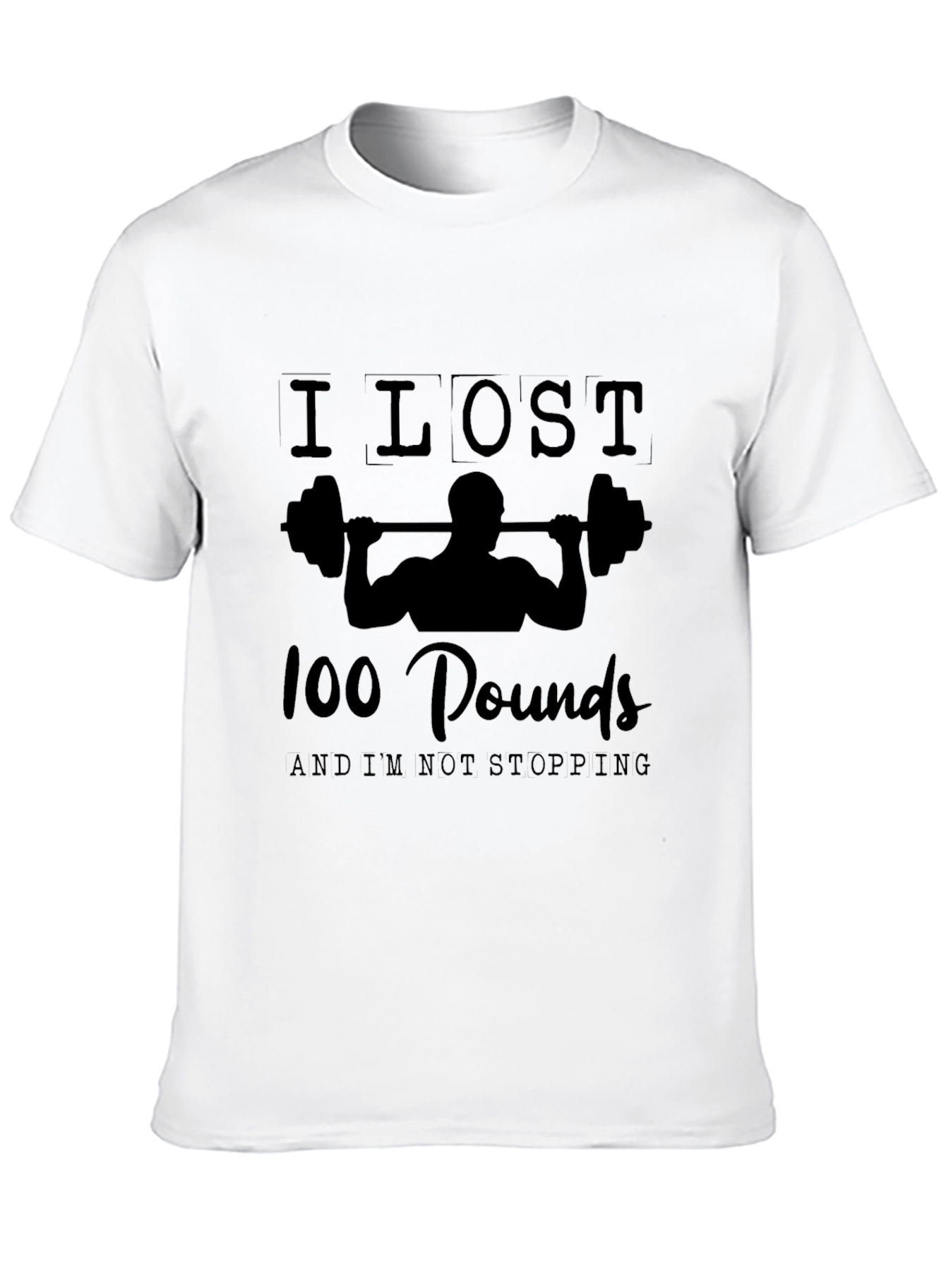 Black I Lost 100 Pounds Gym Workout Motivation T-Shirt view 10