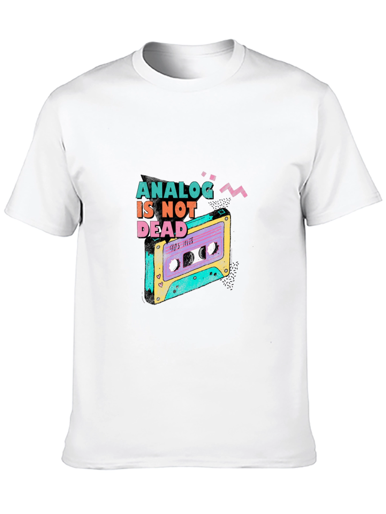 Black Analog Is Not Dead Retro Cassette Tape 90s T-Shirt view 10