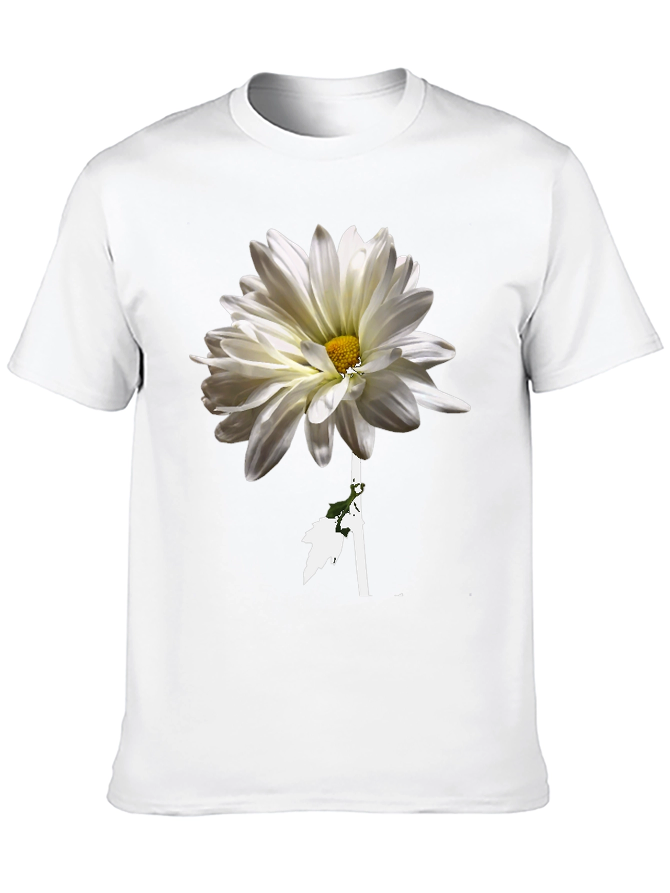 Black Floral T-Shirt: White Daisy on Black view 10