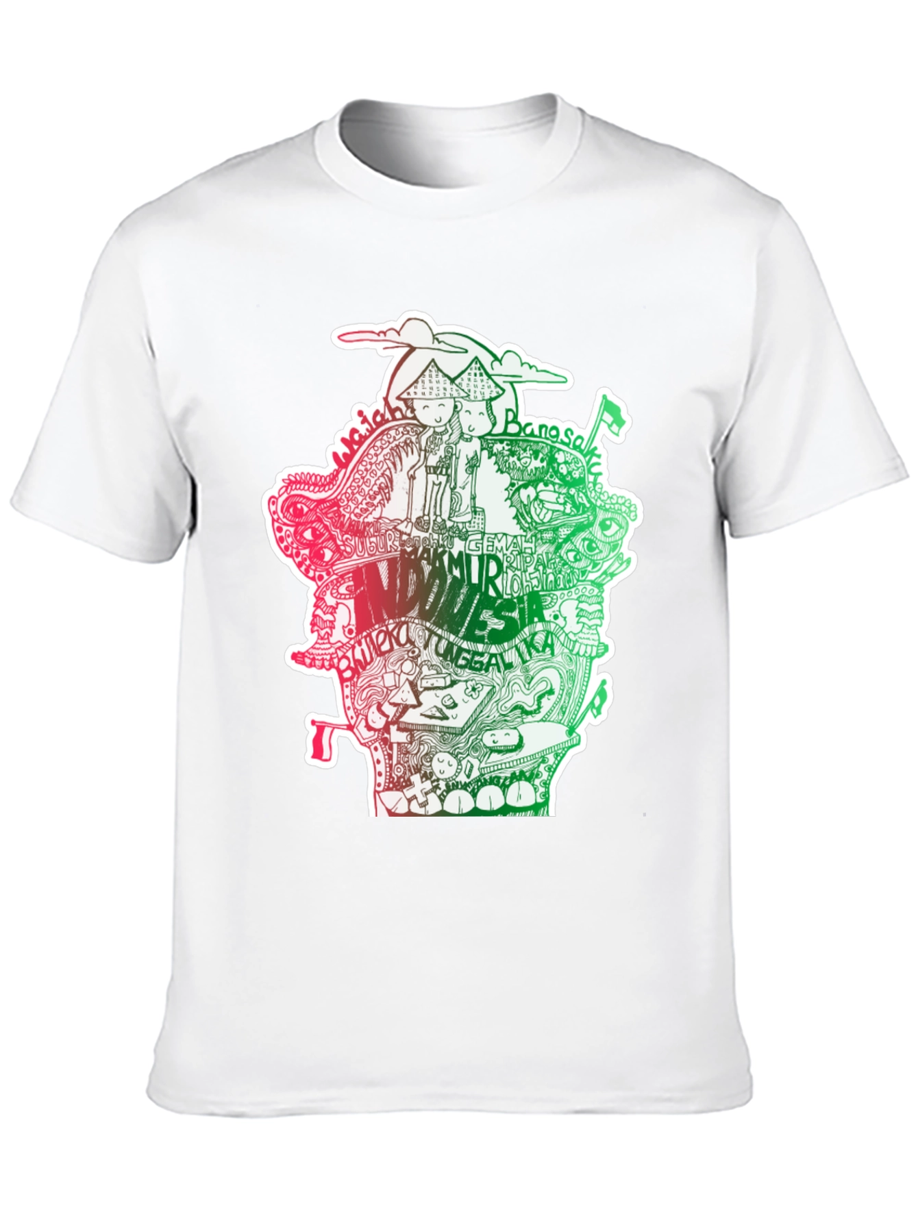 Black Indonesia Doodle Art Black T-Shirt view 10