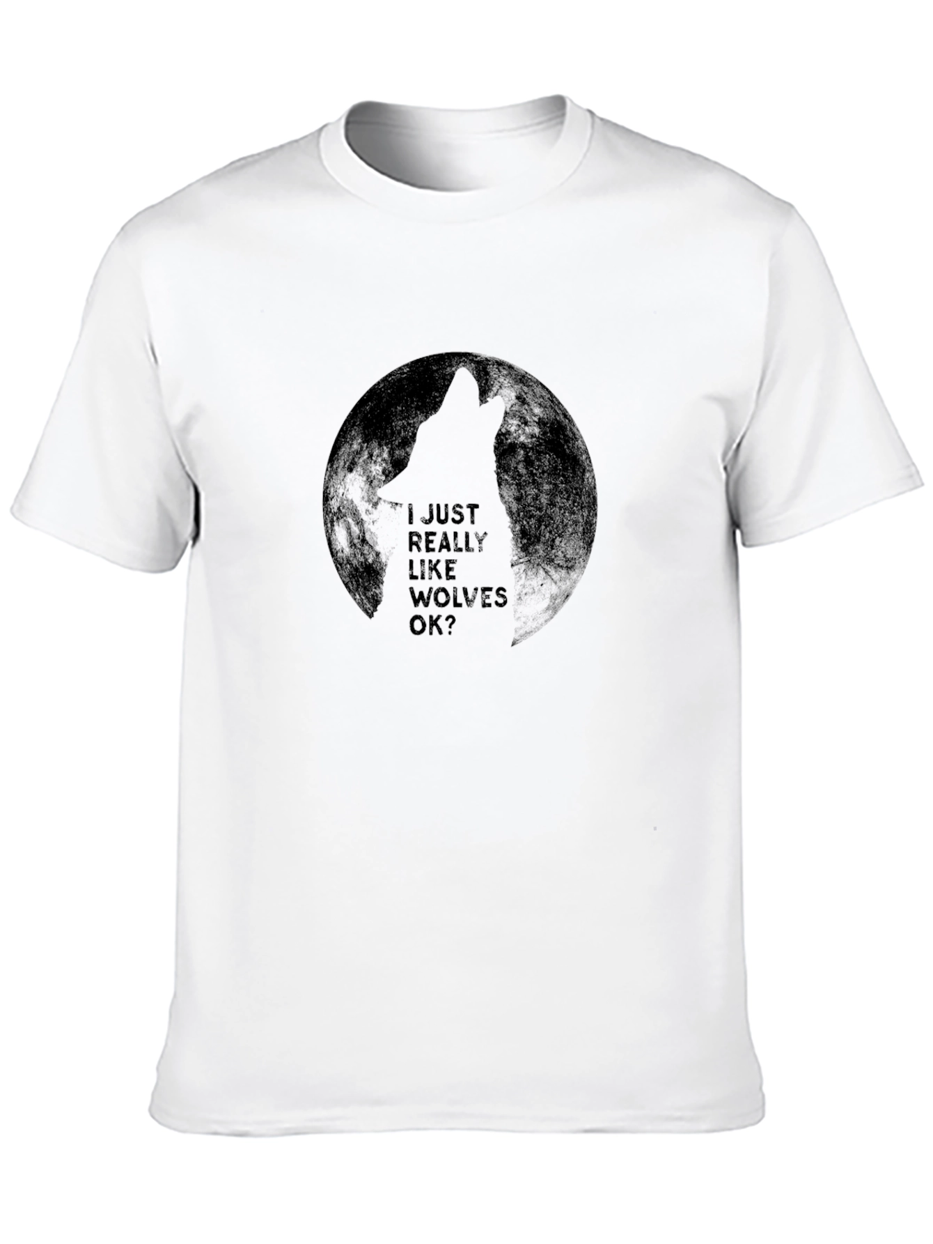 Black Wolf Lover Tee - 'I Just Really Like Wolves OK?' T-Shirt view 10