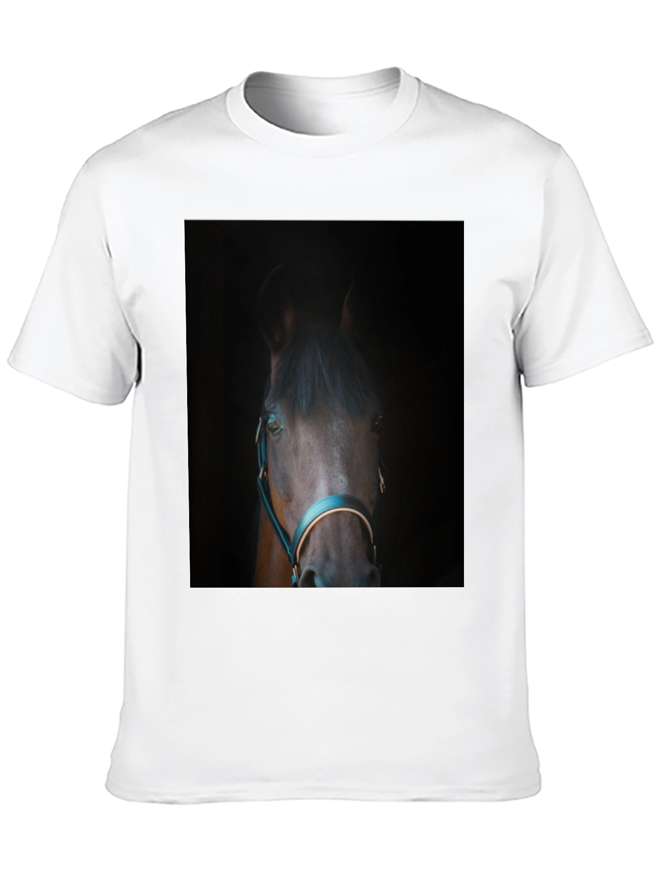 Black Horse Portrait Black T-Shirt - Equestrian Style view 10
