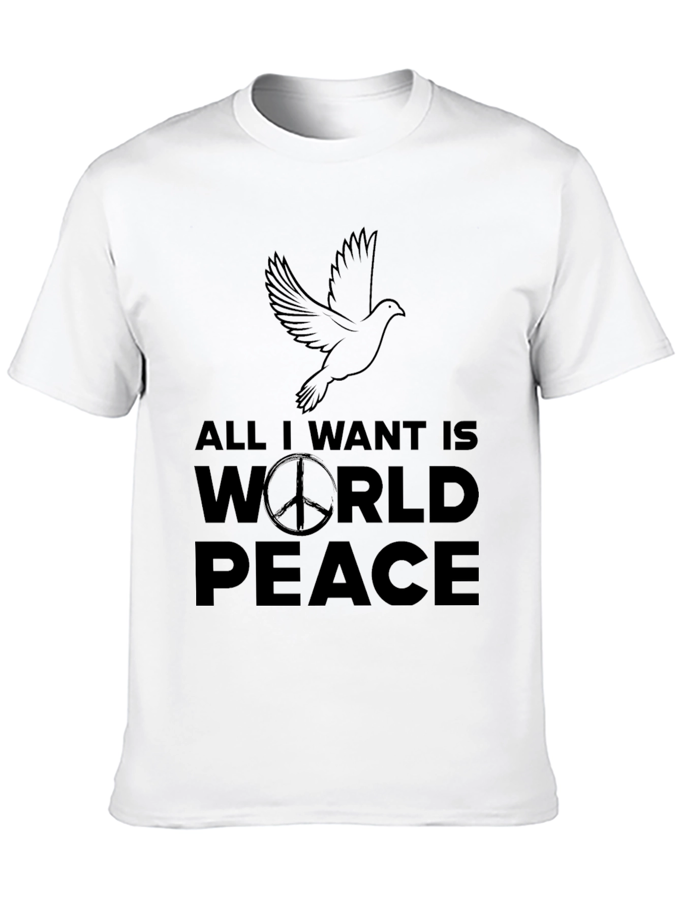 Black All I Want Is World Peace Black T-Shirt view 10