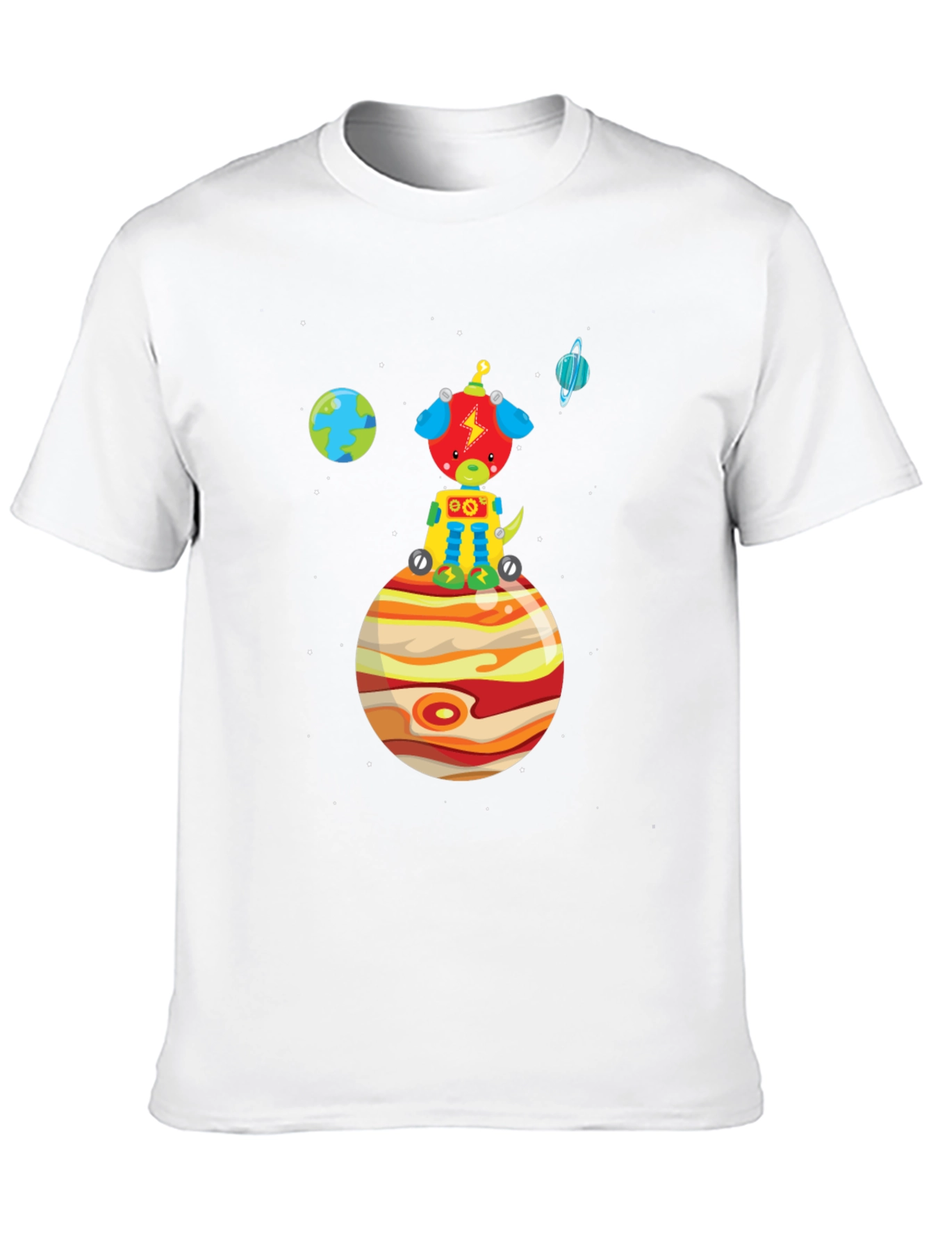 Black Space Pup T-Shirt - Black Cotton Tee with Planet Design view 10