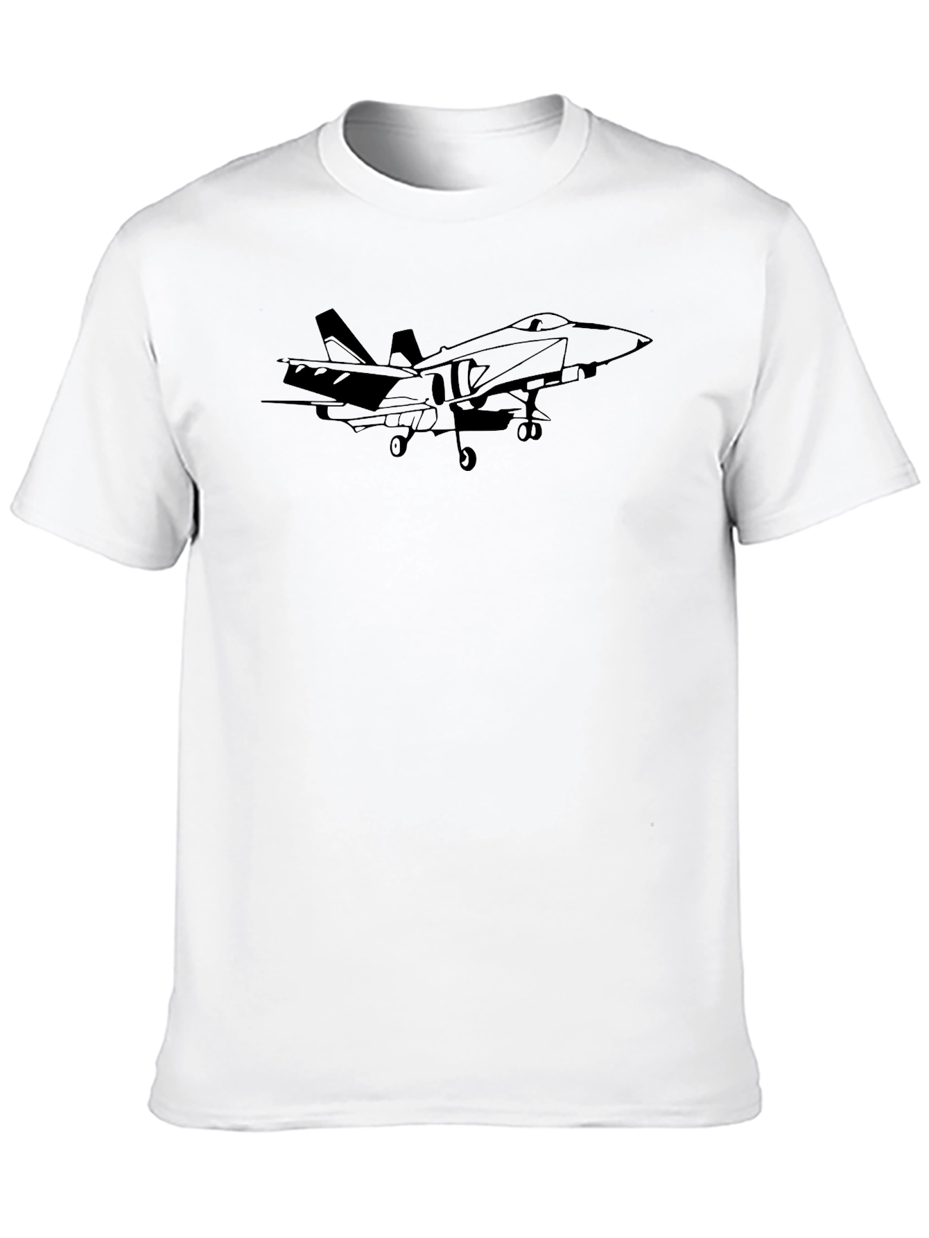 Black Fighter Jet Graphic Tee - Black Cotton T-Shirt view 10