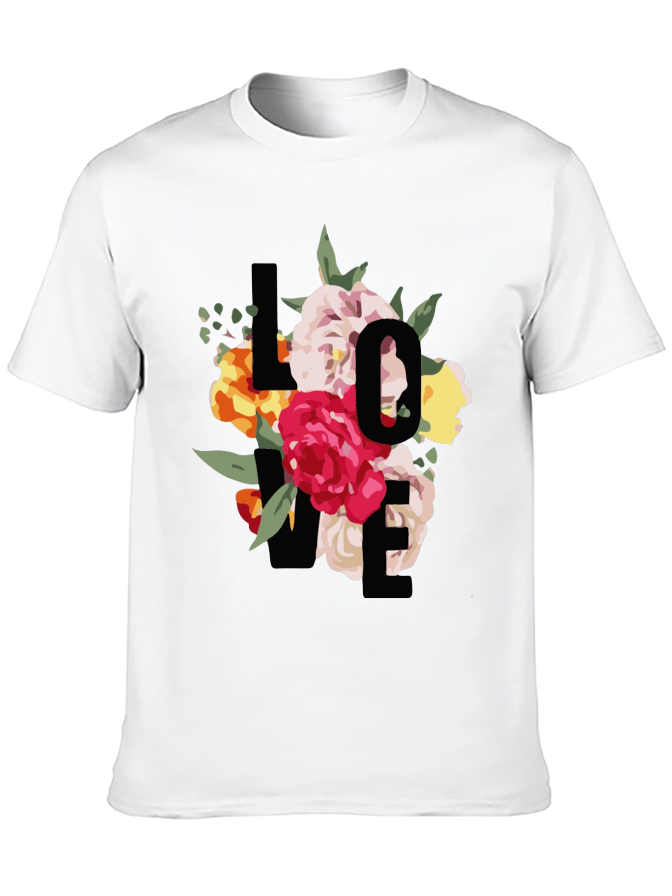 Black Floral Love Graphic Black T-Shirt view 10