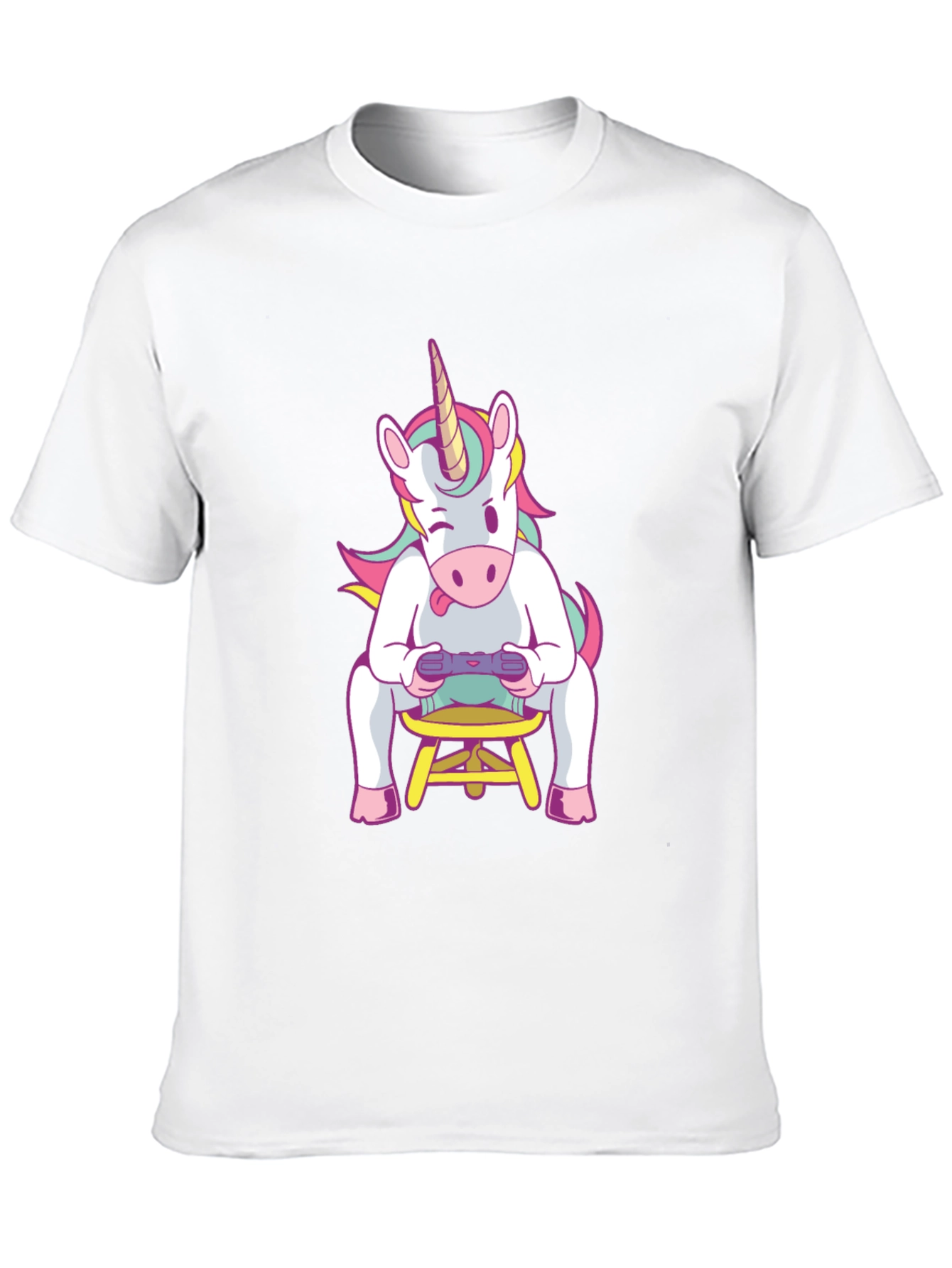 Black Unicorn Gamer T-Shirt - Black Cotton Tee view 10