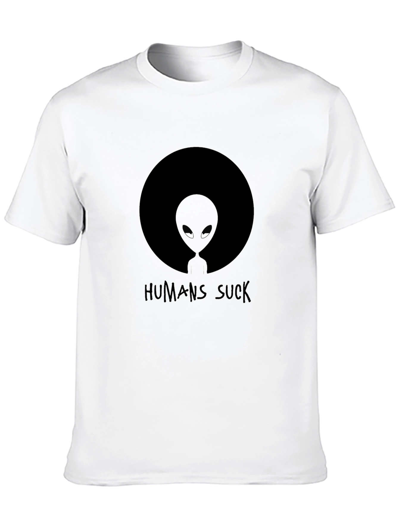 Black Humans Suck Alien Graphic Tee - Black Cotton T-Shirt view 10