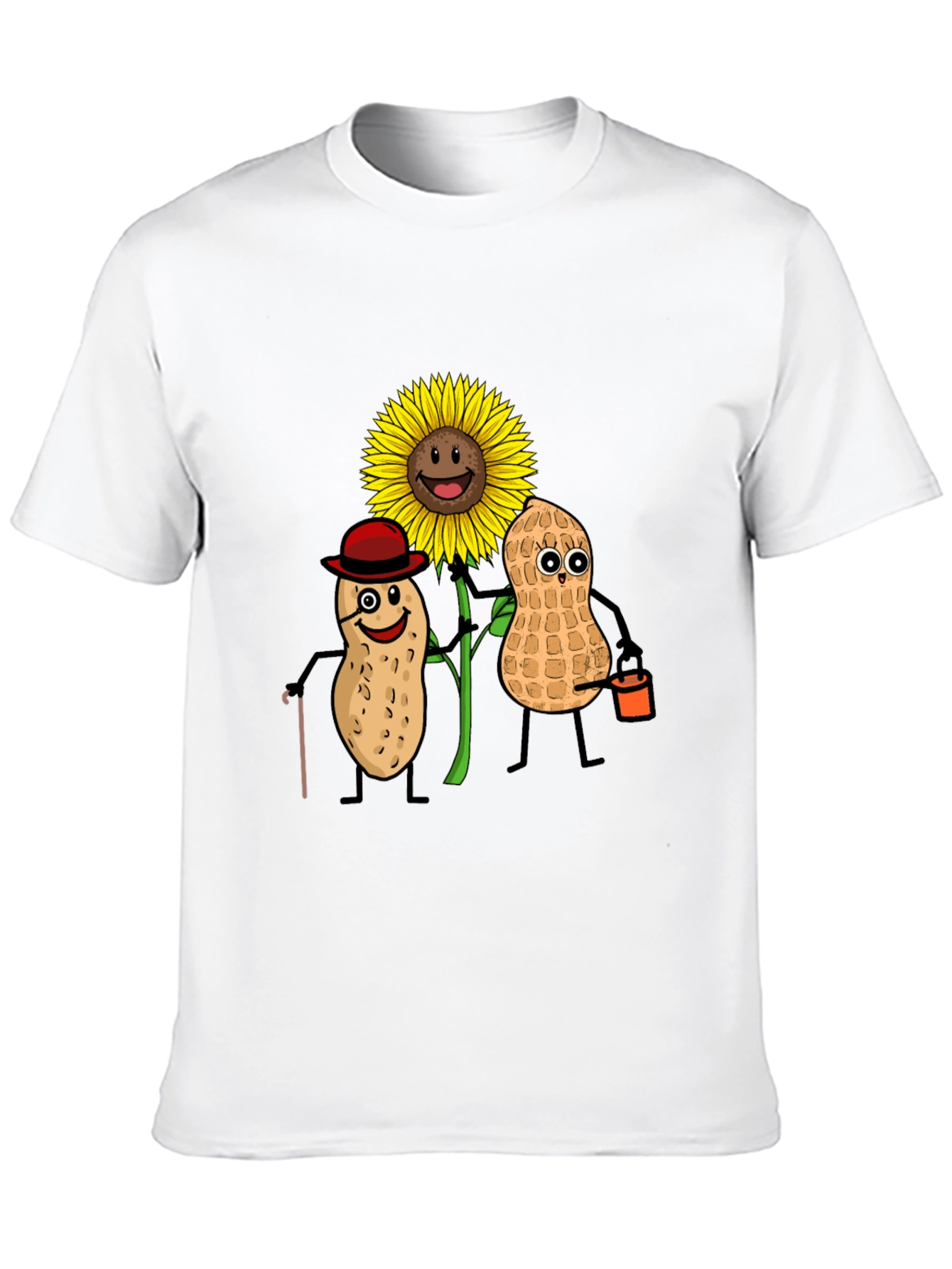 Black Funny Peanut Sunflower Graphic T-Shirt view 10