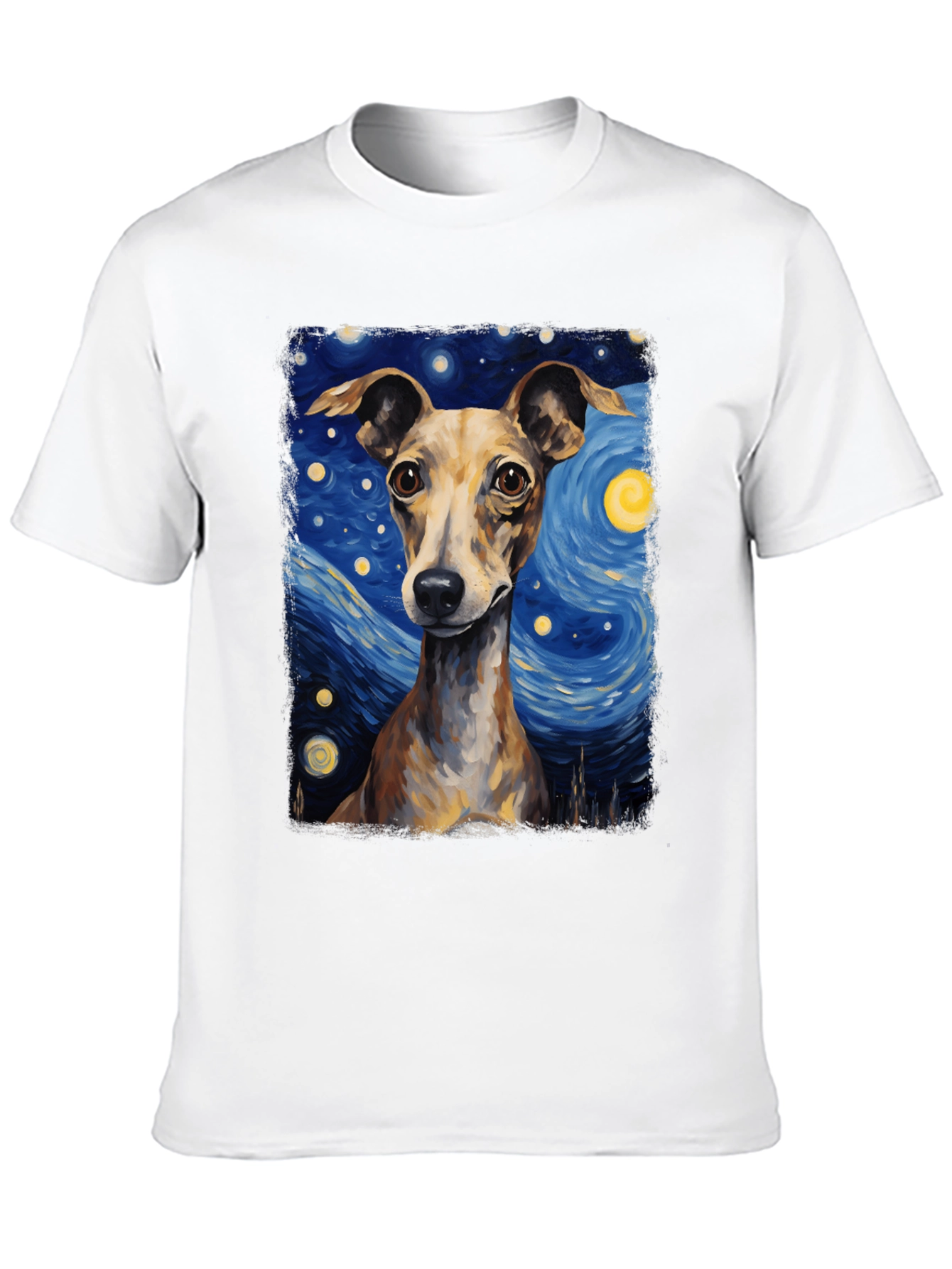 Black Starry Night Dog T-Shirt - Unique Artistic Tee view 10