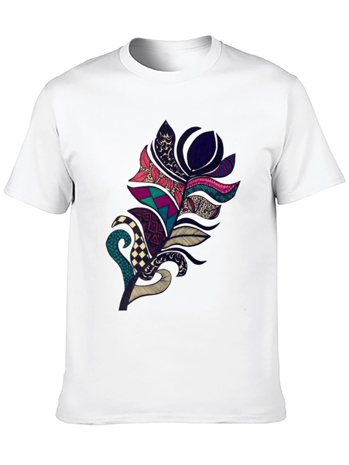 Black Boho Feather Graphic Tee - Stylish Black T-Shirt view 10