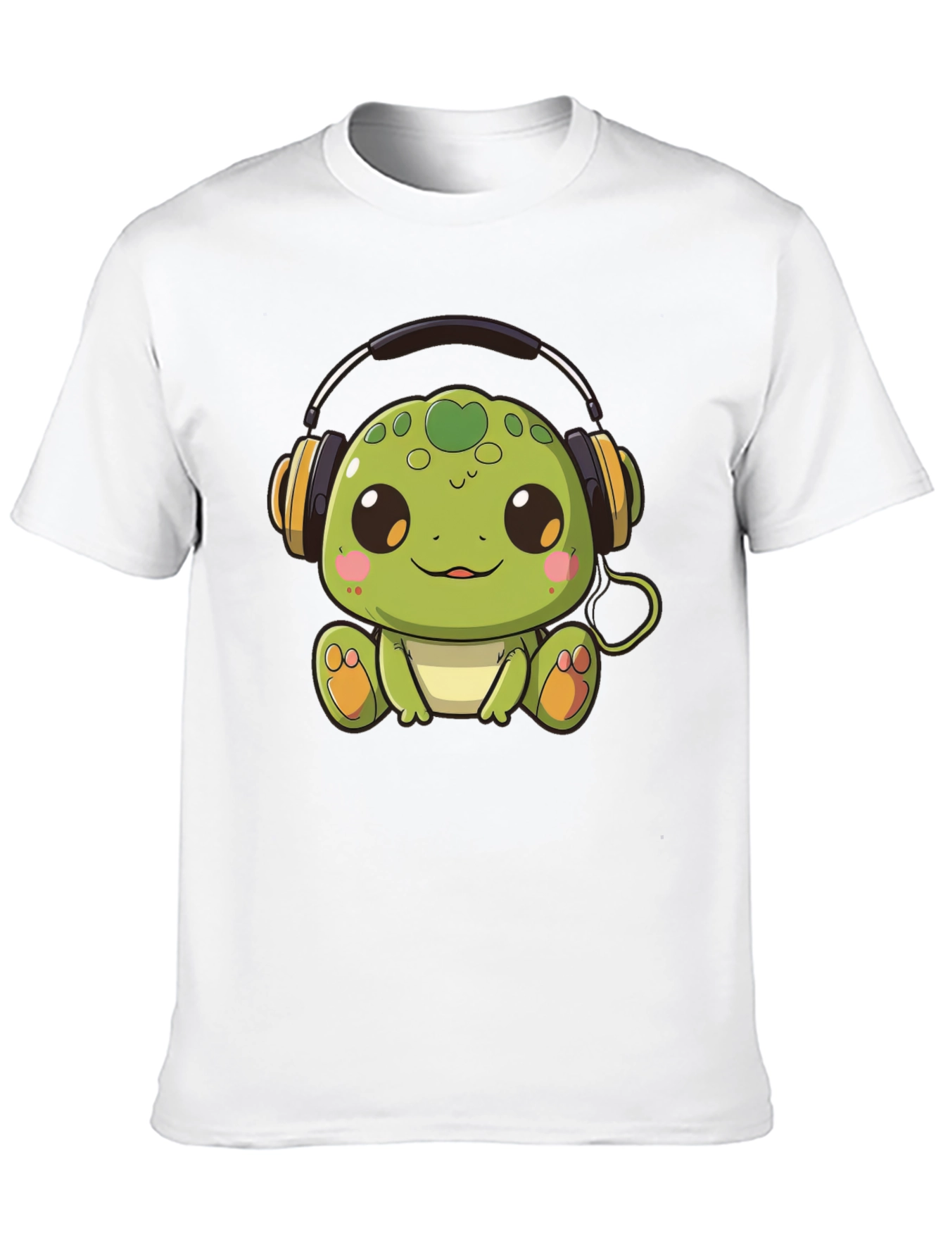 Black Cute Turtle with Headphones Black T-Shirt view 10