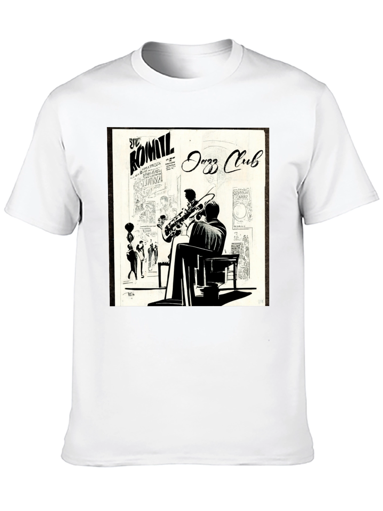 Black Vintage Jazz Club Graphic Tee - Stylish Black T-Shirt view 10