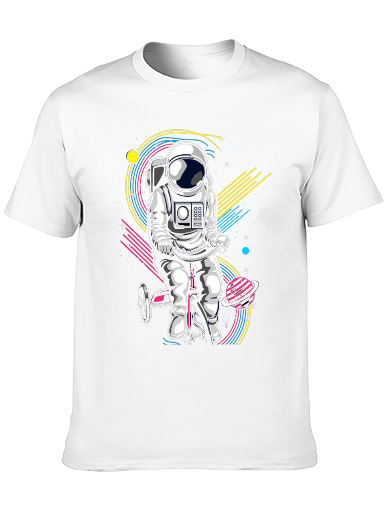 Black Astronaut on Tricycle Graphic T-Shirt view 10