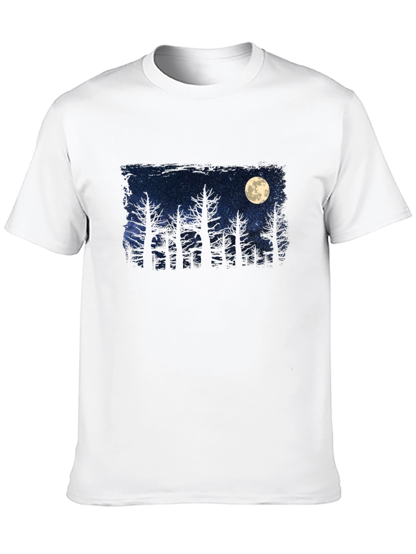Black Moonlit Forest Graphic Tee - Dark Sky Design view 10