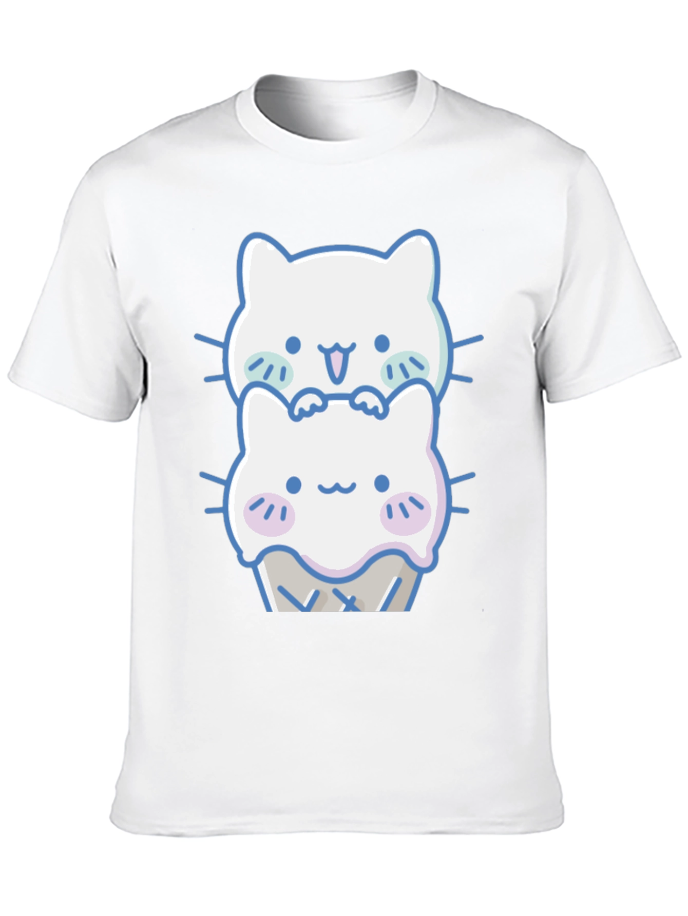 Black Cute Kawaii Cat Ice Cream T-Shirt view 10