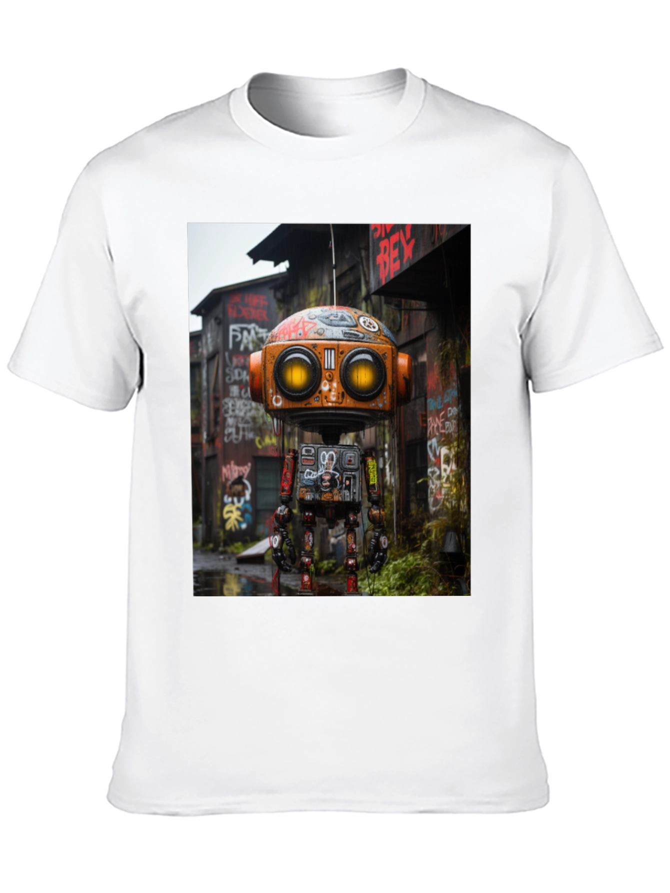 Black Urban Robot T-Shirt - Unique Graphic Tee view 10