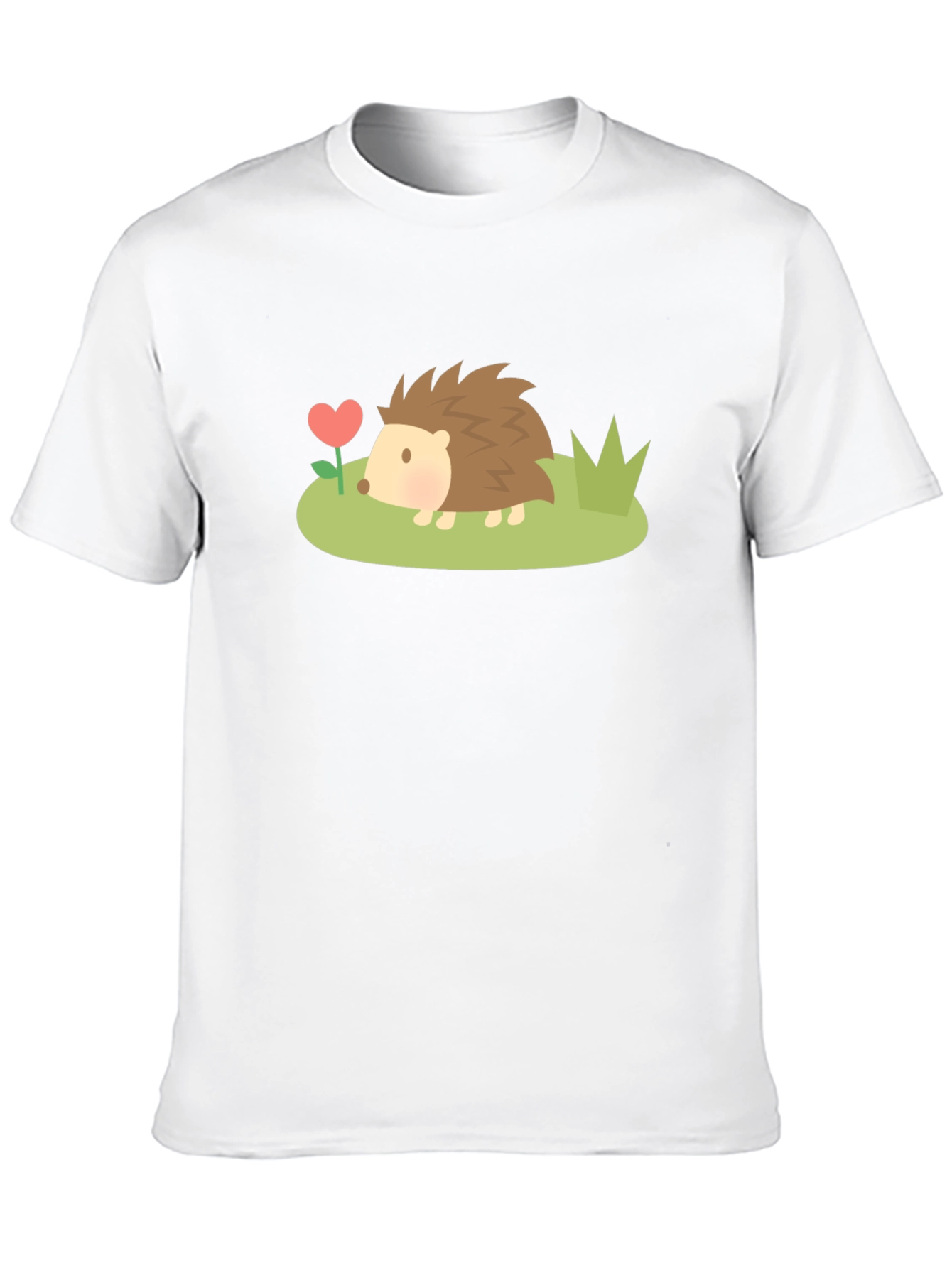 Black Cute Hedgehog Heart Flower Graphic T-Shirt view 10