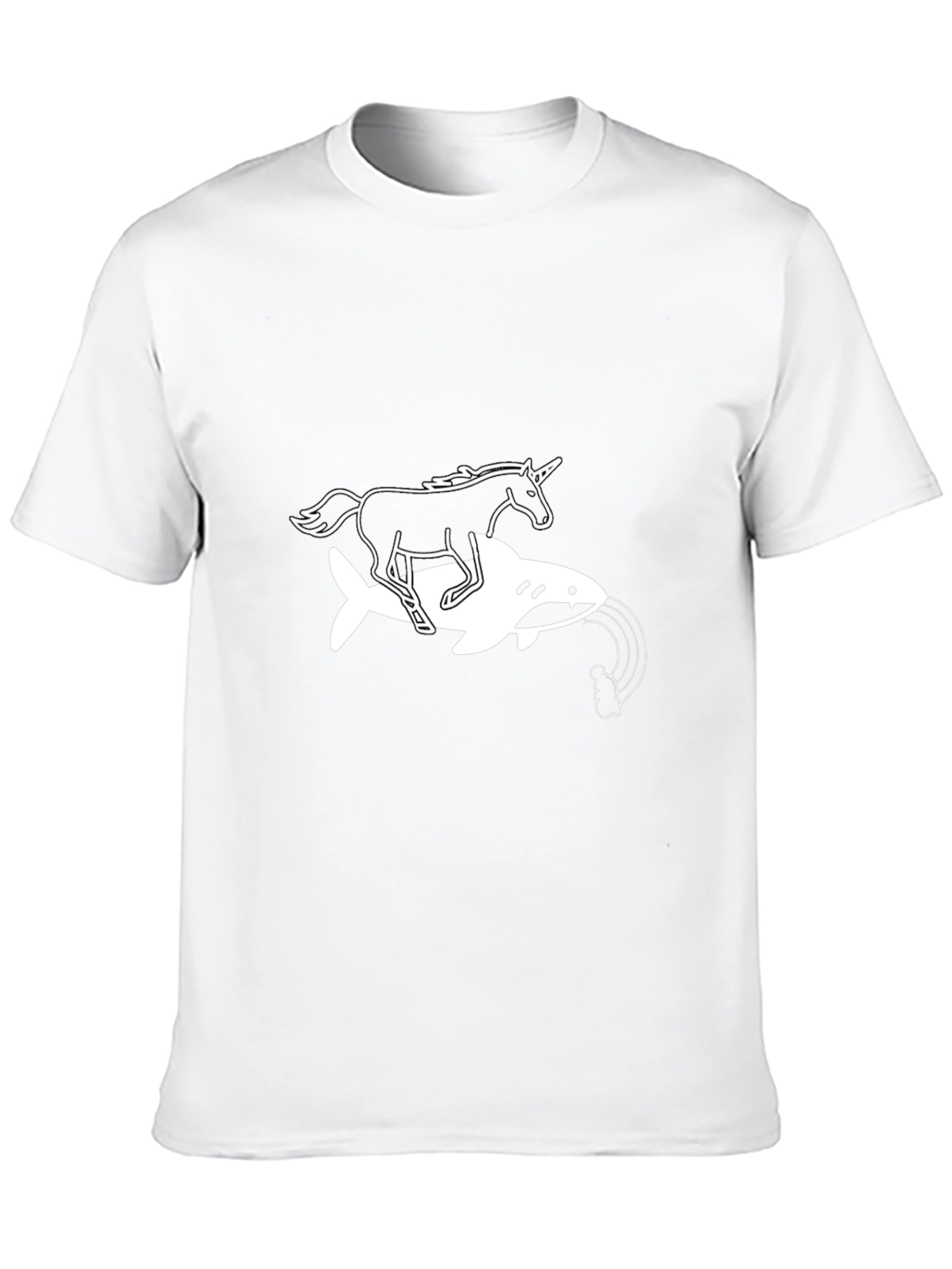 Black Unicorn Riding Shark Graphic Tee view 10