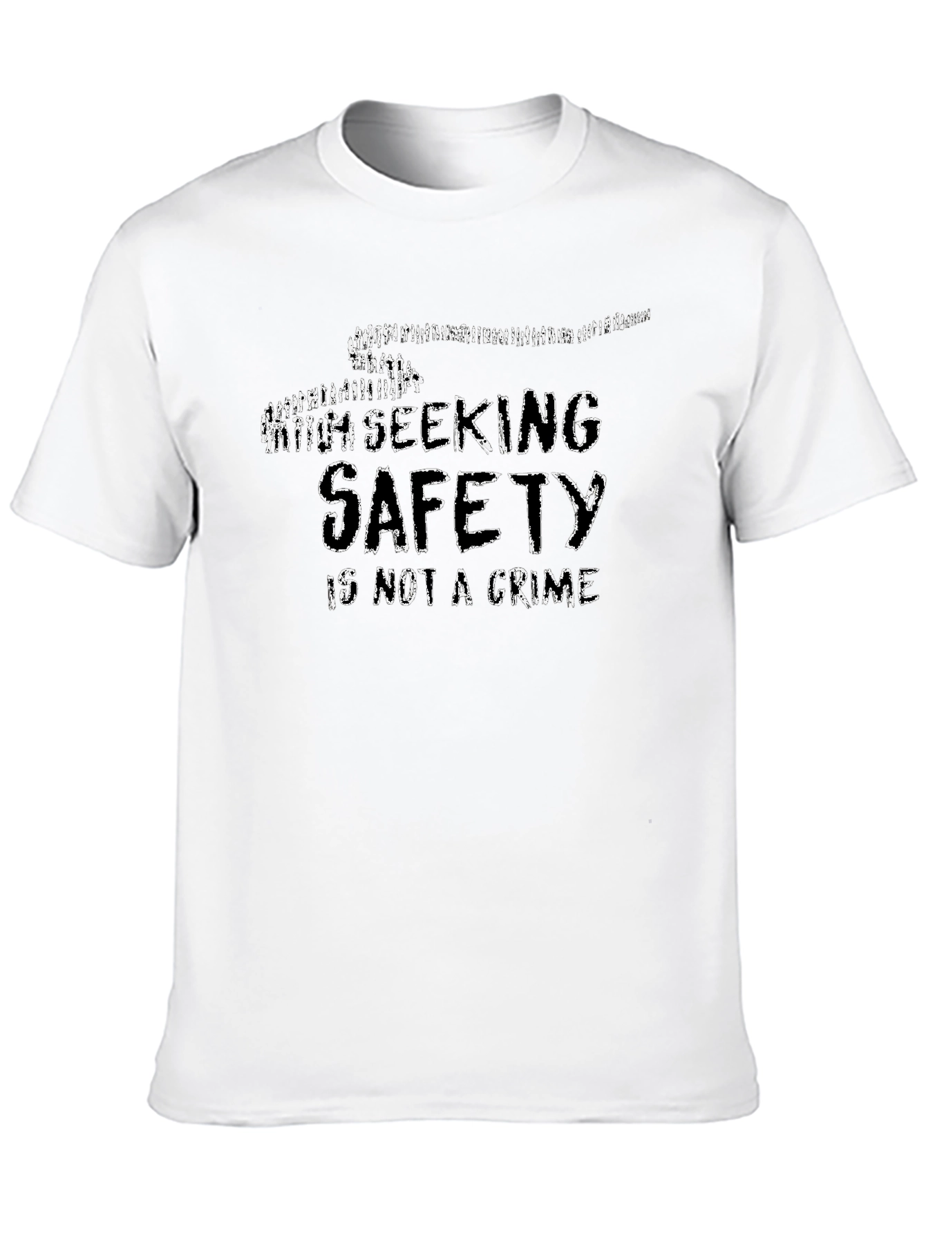 Black Seeking Safety T-Shirt - Human Rights Tee view 10