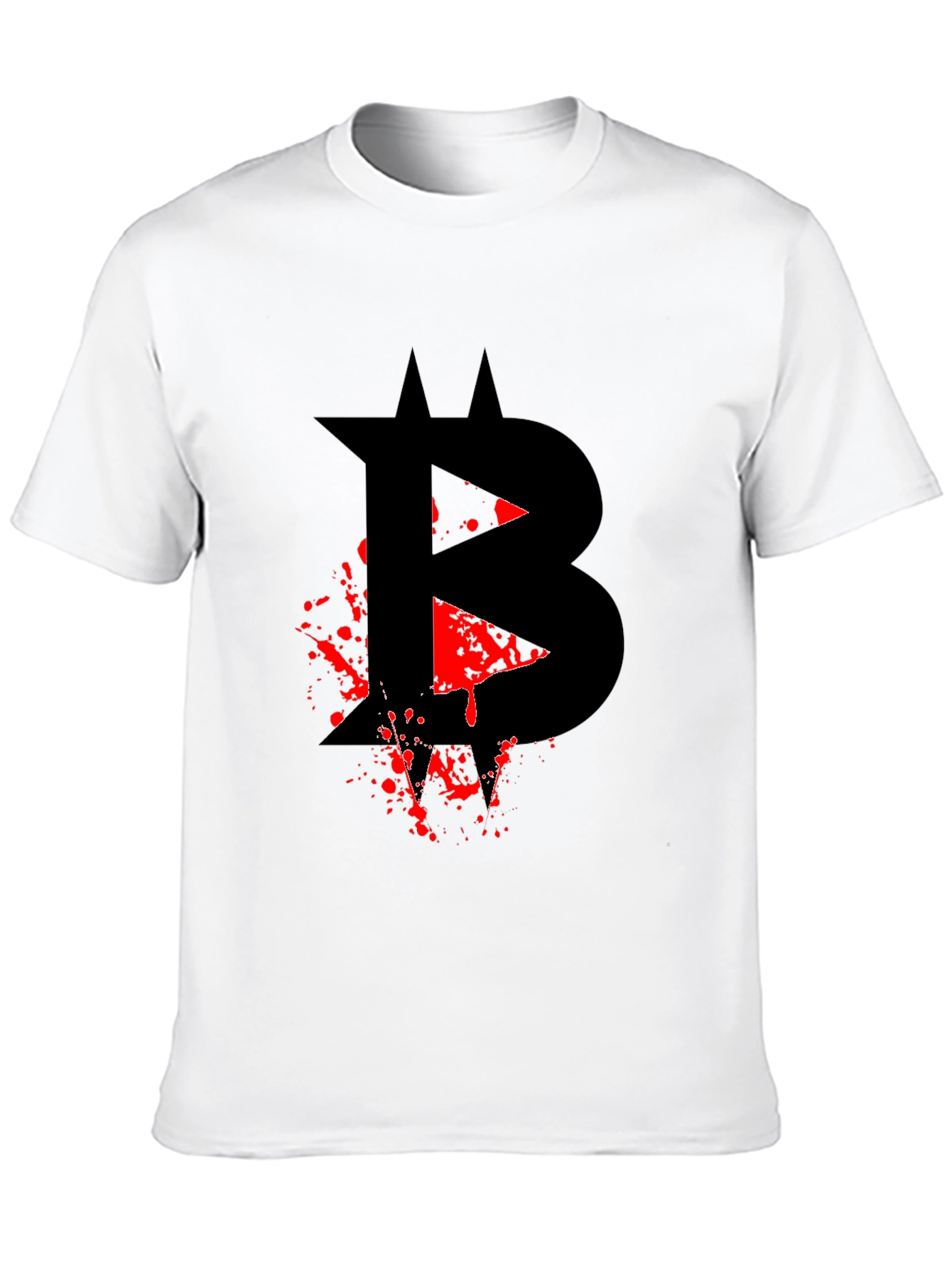 Black Bitcoin Blood Splatter Graphic Black T-Shirt view 10