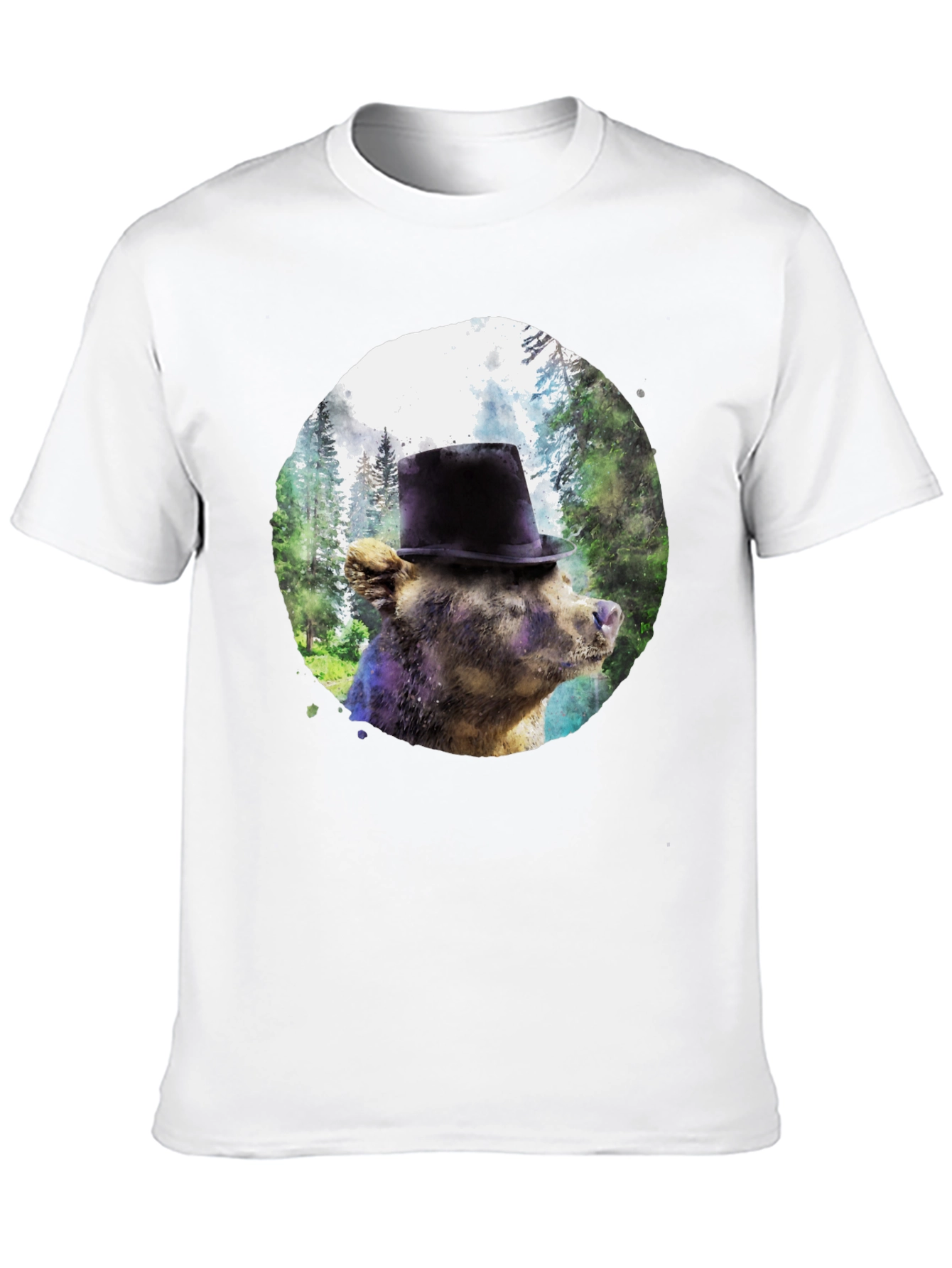 Black Bear in Top Hat Graphic Tee - Unique Forest Design view 10