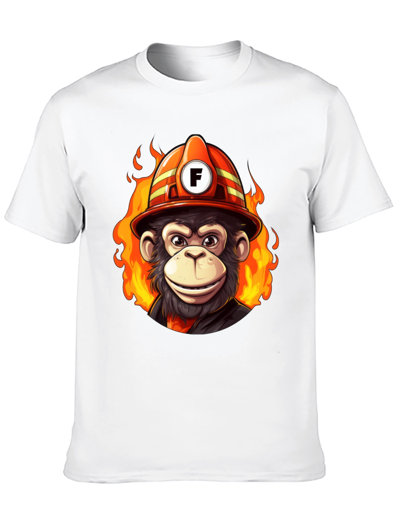 Black Fire Monkey Tee - Fun Cartoon Firefighter Ape T-Shirt view 10