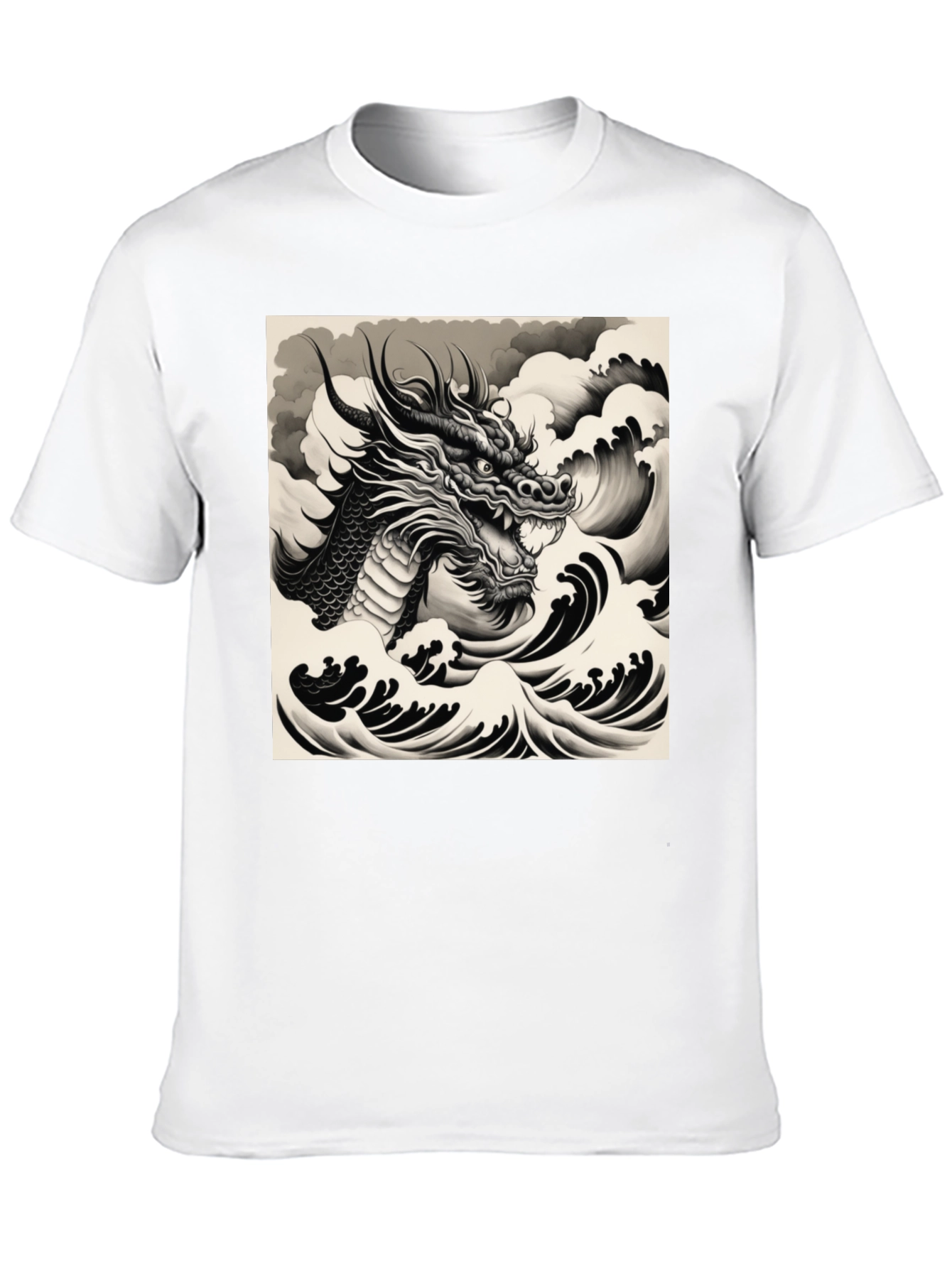Black Dragon & Waves Graphic Tee - Black view 10