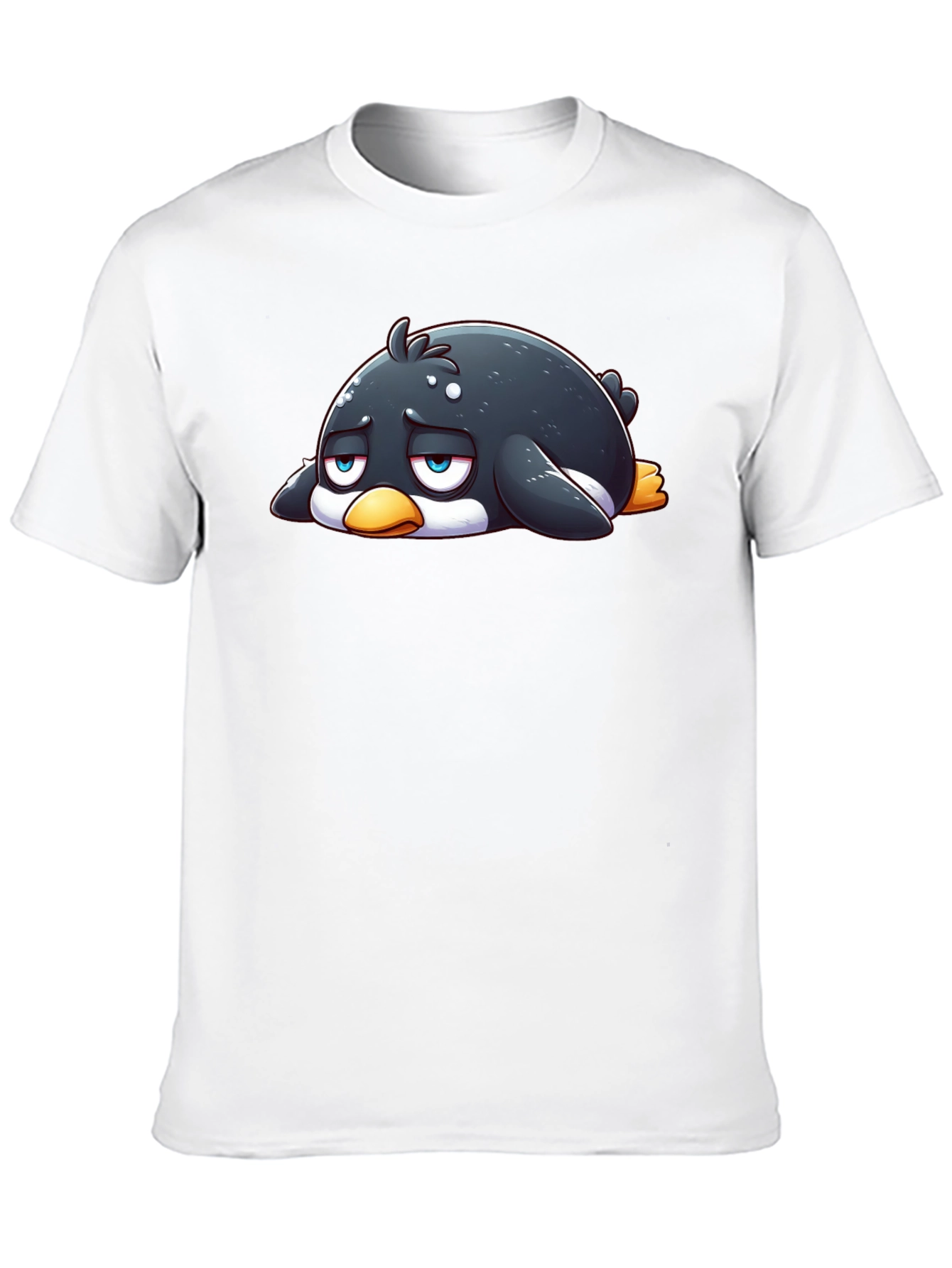 Black Sad Penguin Graphic Tee - Black Cotton Blend view 10