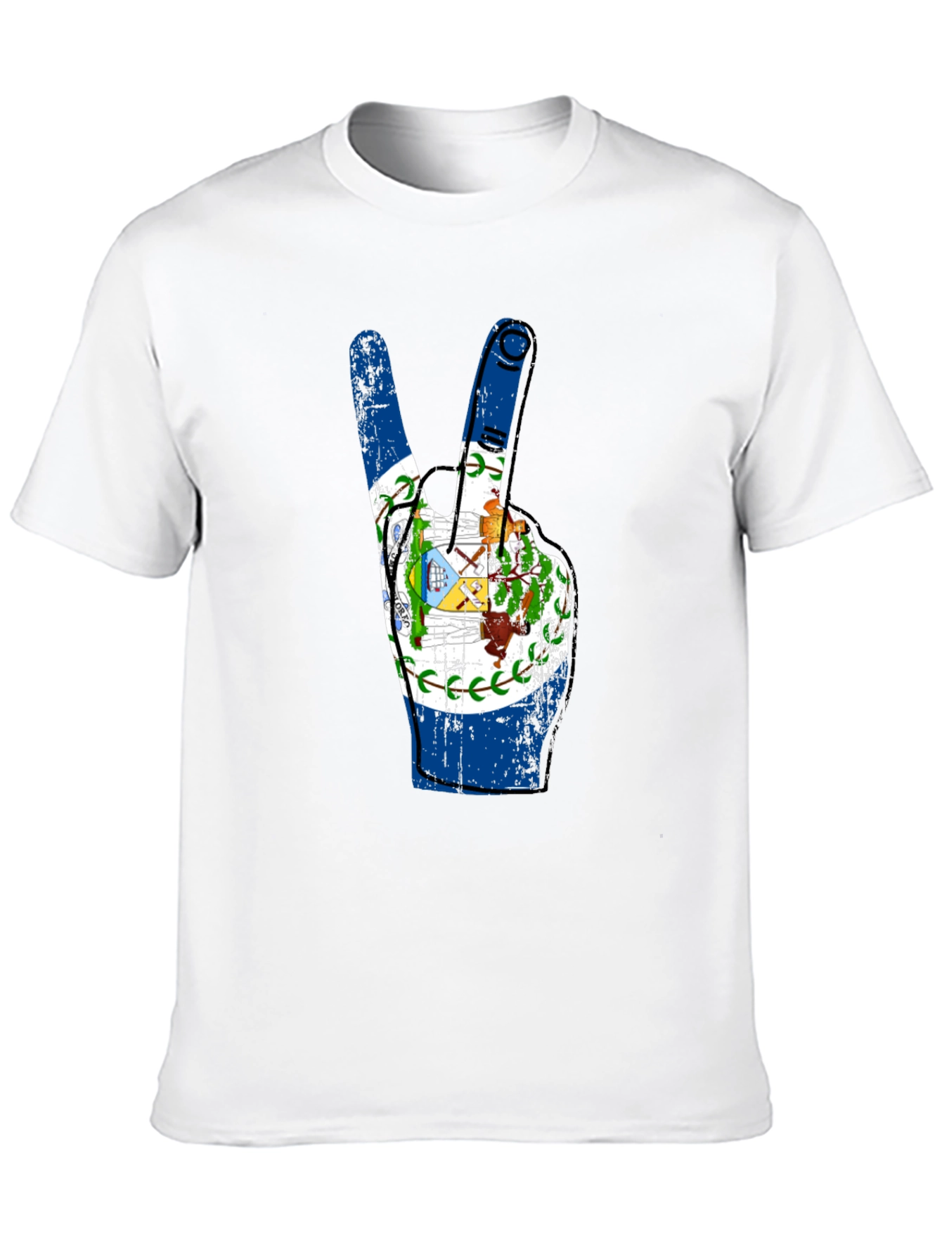 Belize Flag Peace Sign T-Shirt - 10