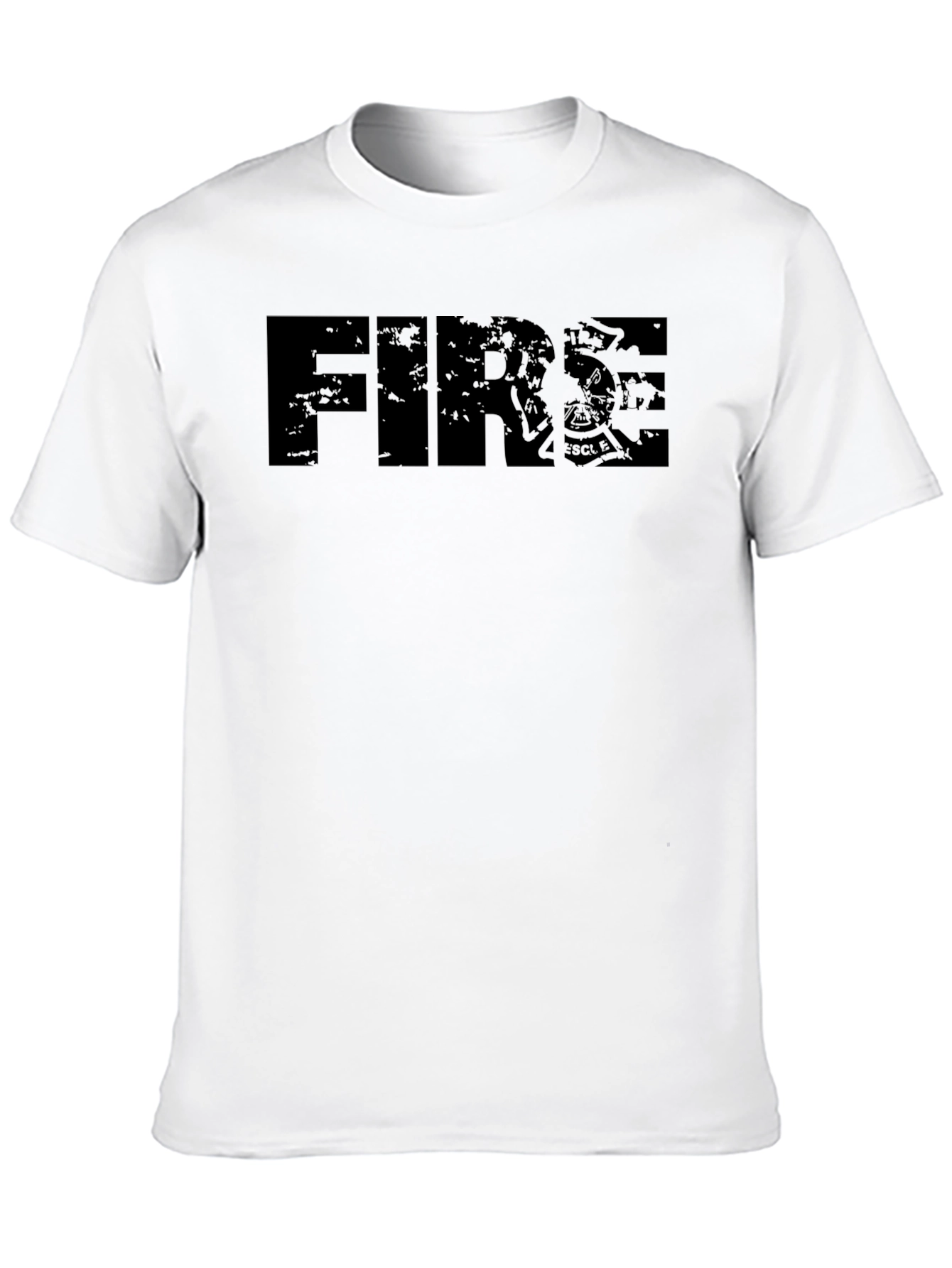 Black Distressed FIRE Graphic T-Shirt - Black view 10