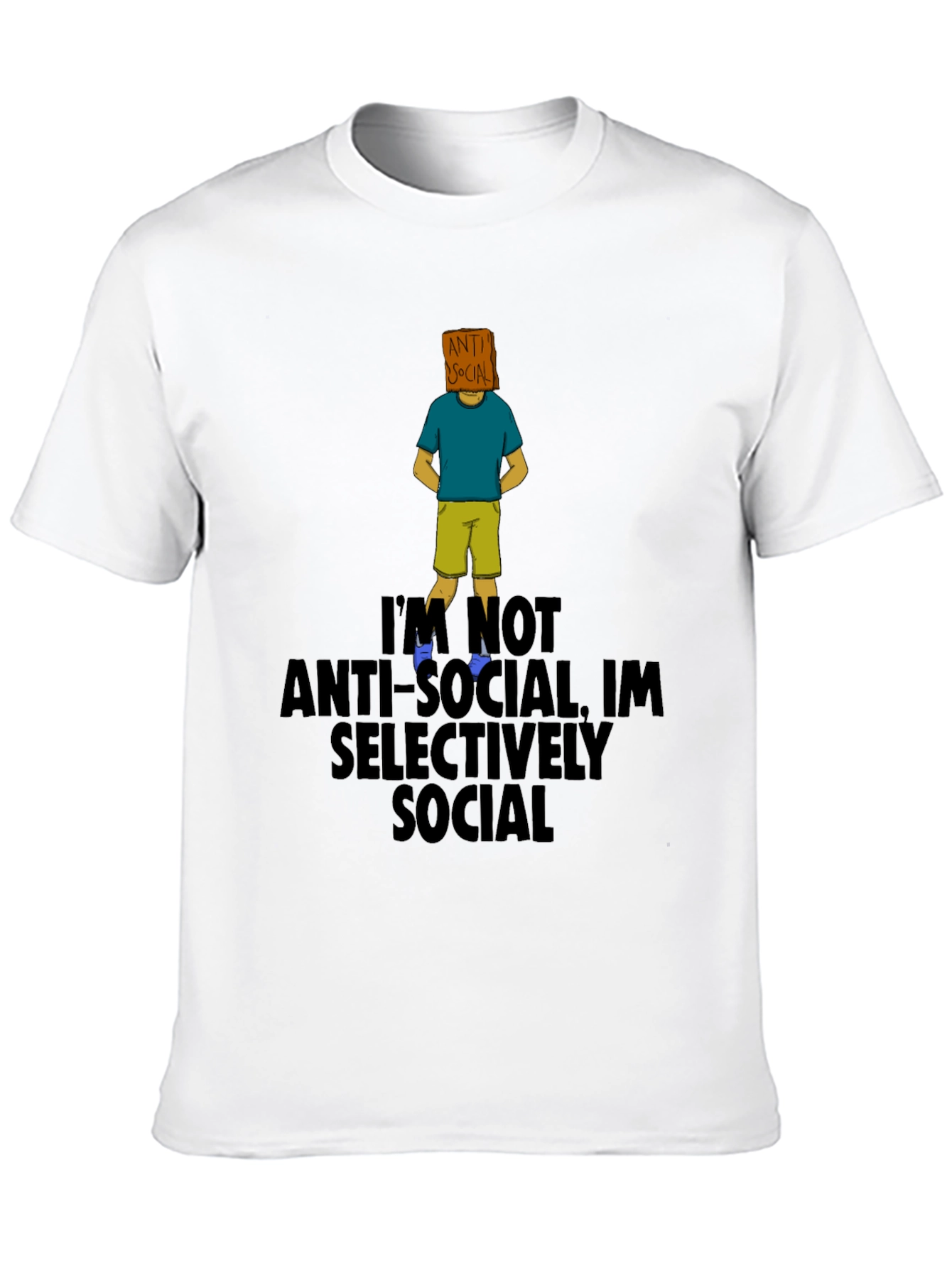 Black Anti-Social Selectively Social T-Shirt view 10