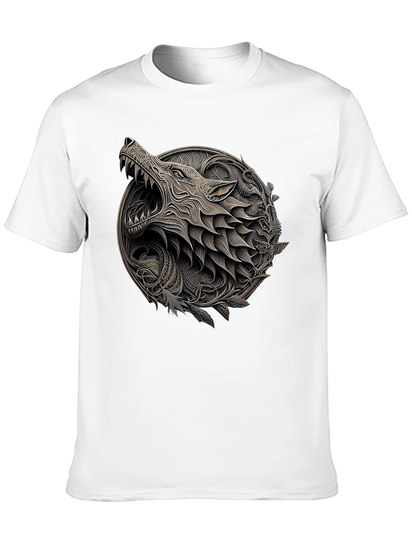 Black Wolf Art Black Tee - Unique Graphic Design view 10