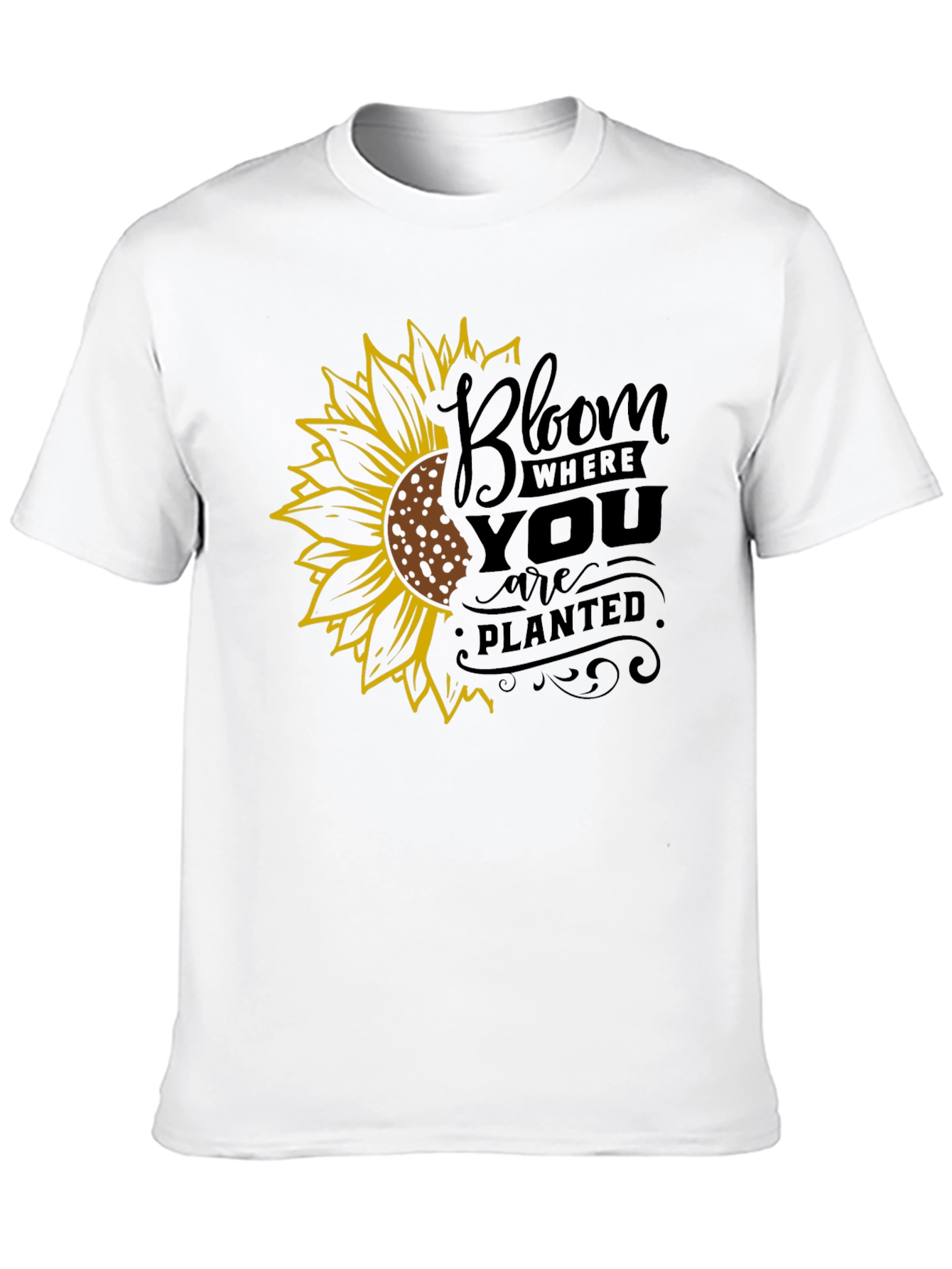 Black Bloom Where You Are Planted Sunflower Black T-Shirt view 10