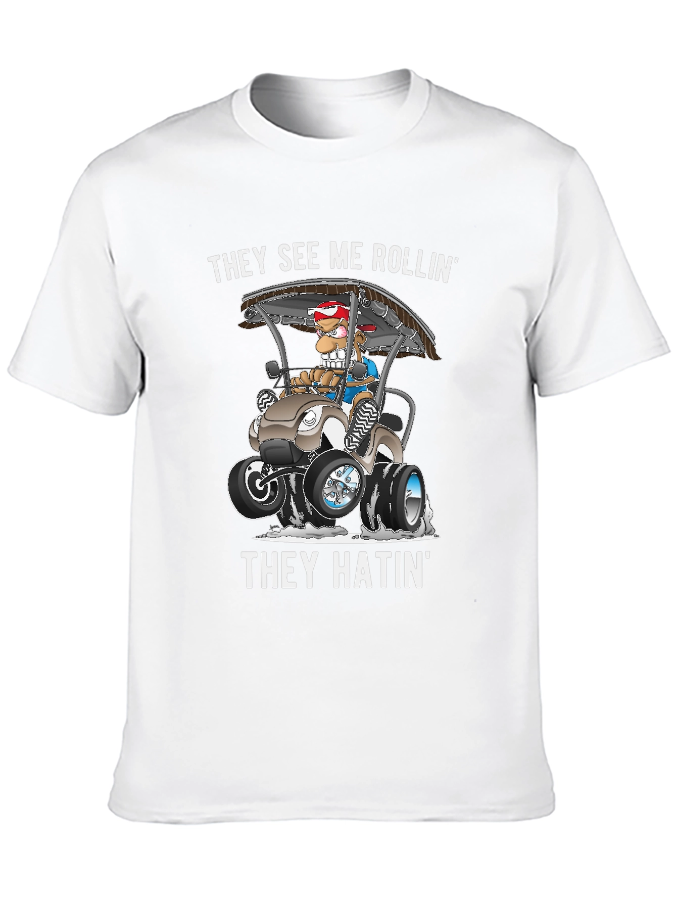 Black They See Me Rollin' T-Shirt Funny Cartoon Tee view 10