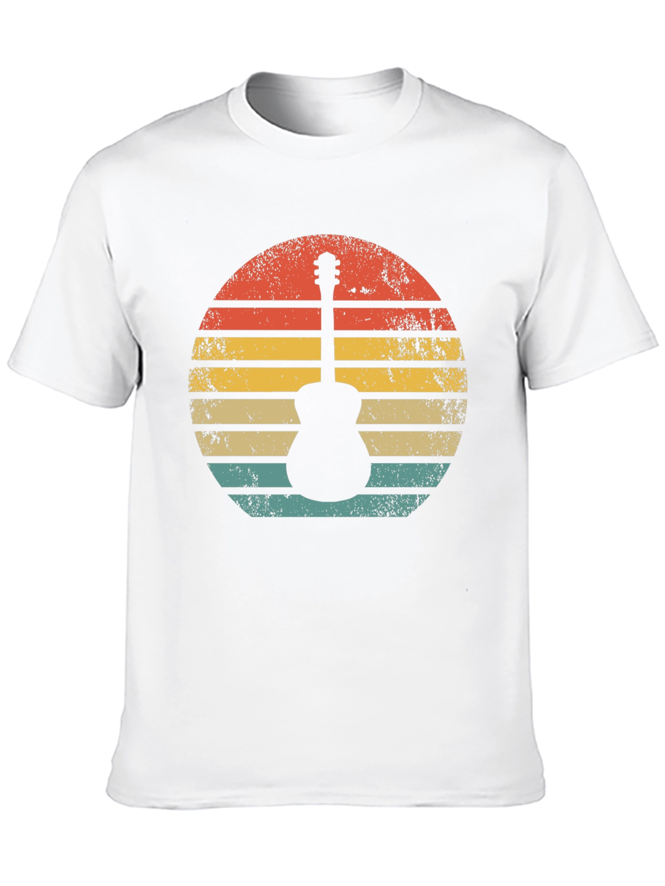 Black Retro Guitar Sunset T-Shirt - Vintage Style Music Tee view 10